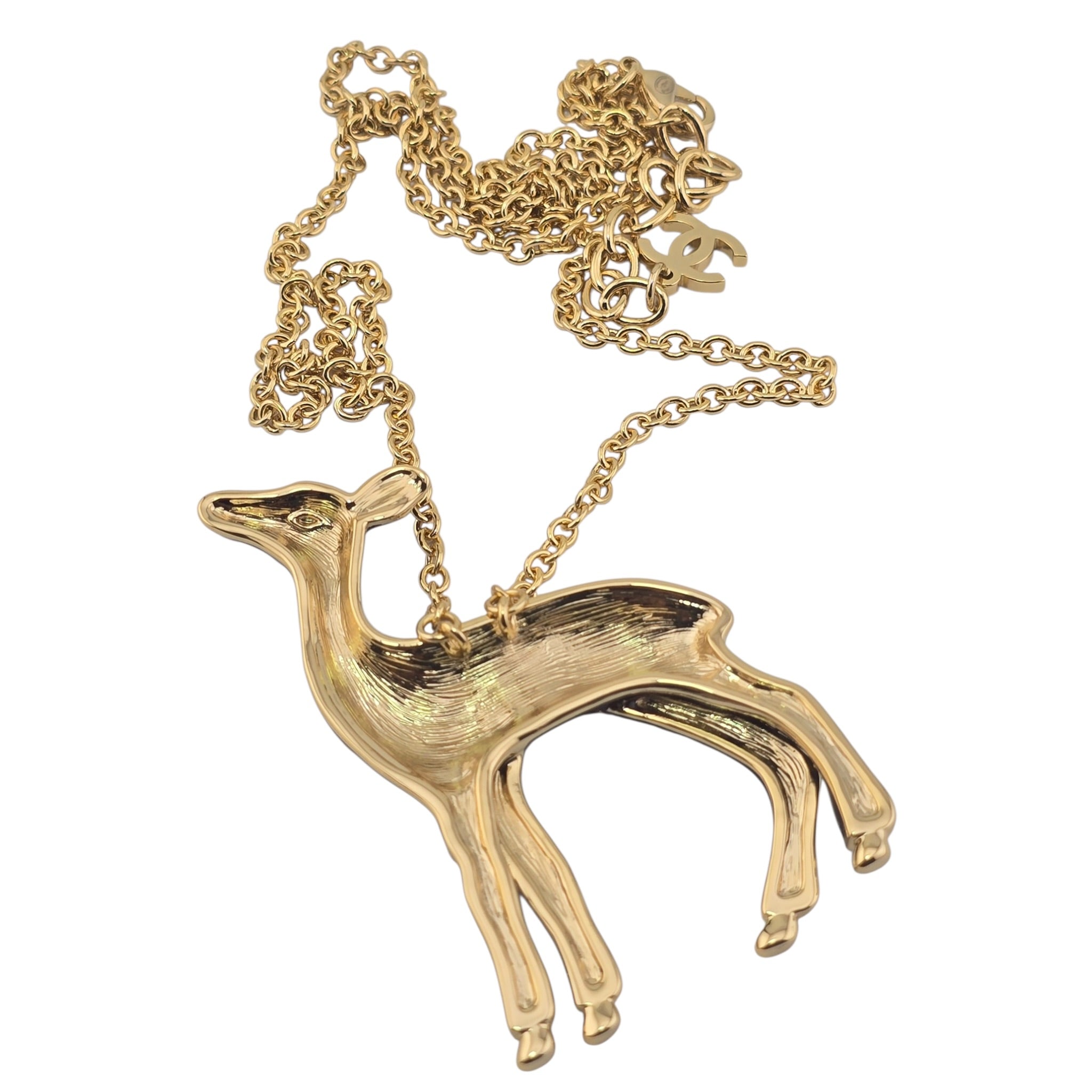 Chanel CC Deer Gold Maroon Necklace 2026 CHANEL
