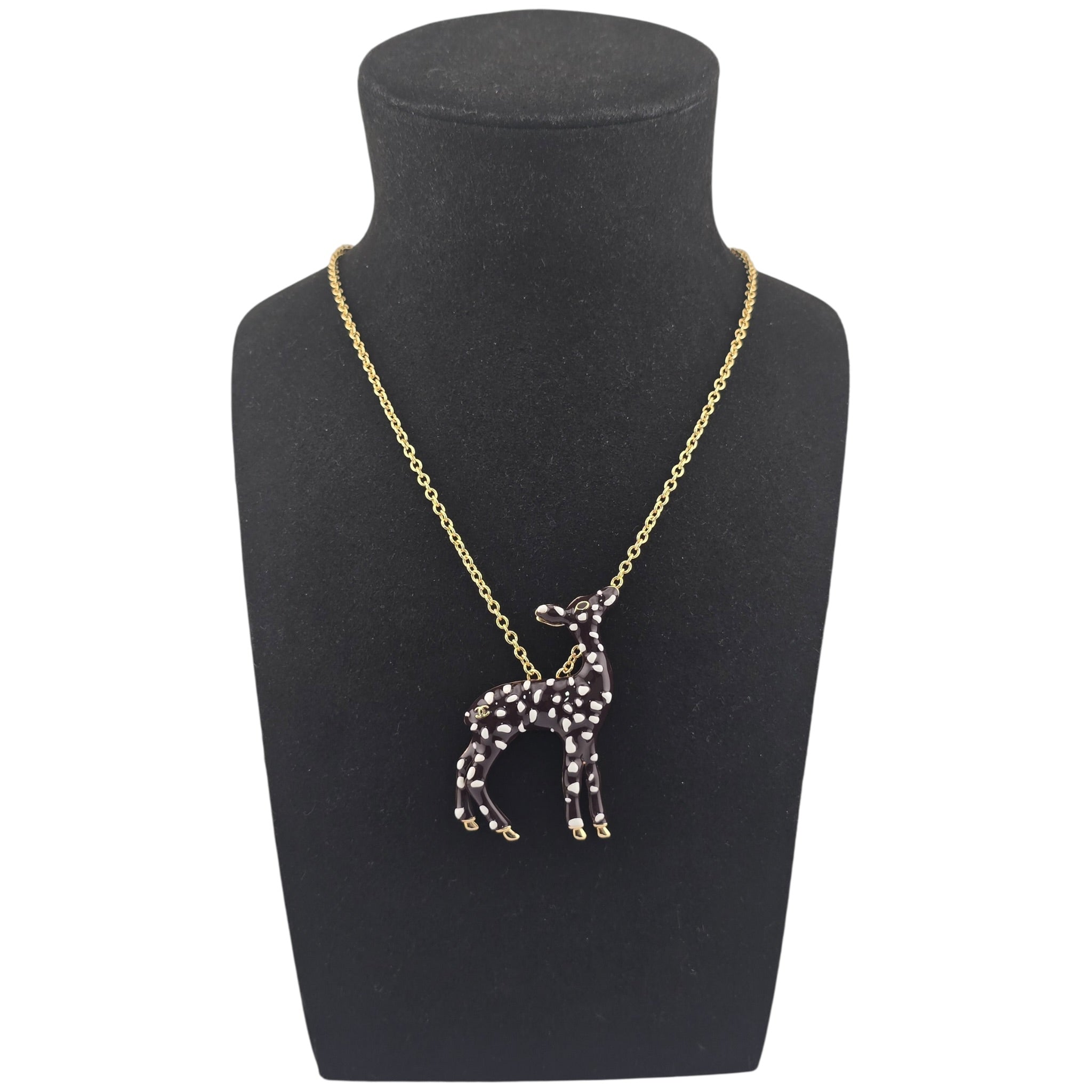 Chanel CC Deer Gold Maroon Necklace 2026 CHANEL