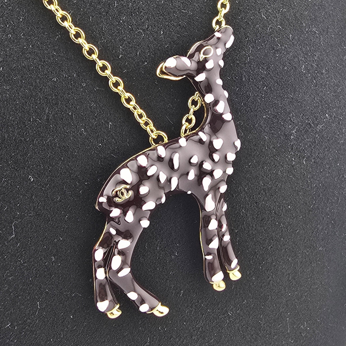 Chanel CC Deer Gold Maroon Necklace 2026 CHANEL