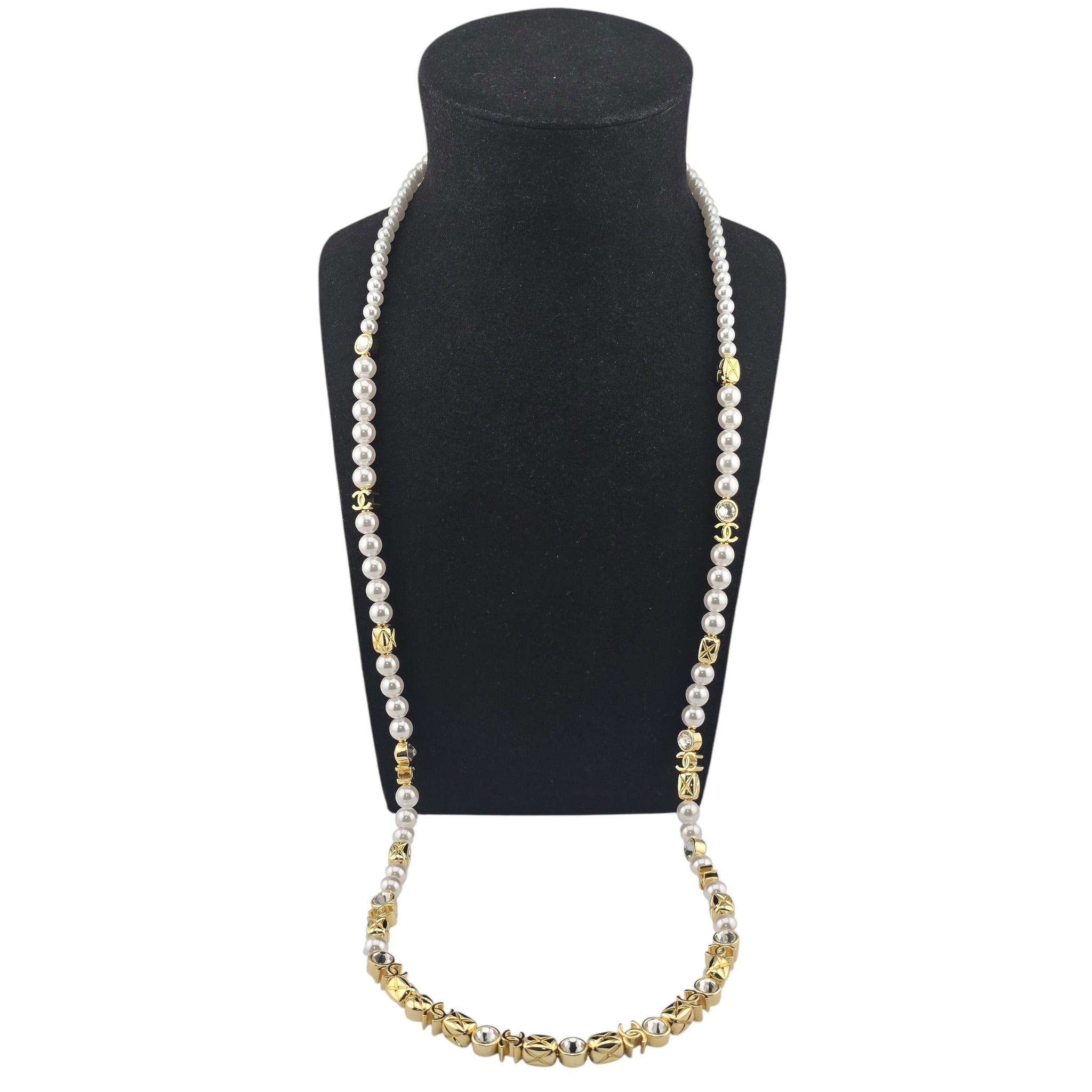 Chanel CC Faux Pearl Gold Long Necklace 2026 CHANEL