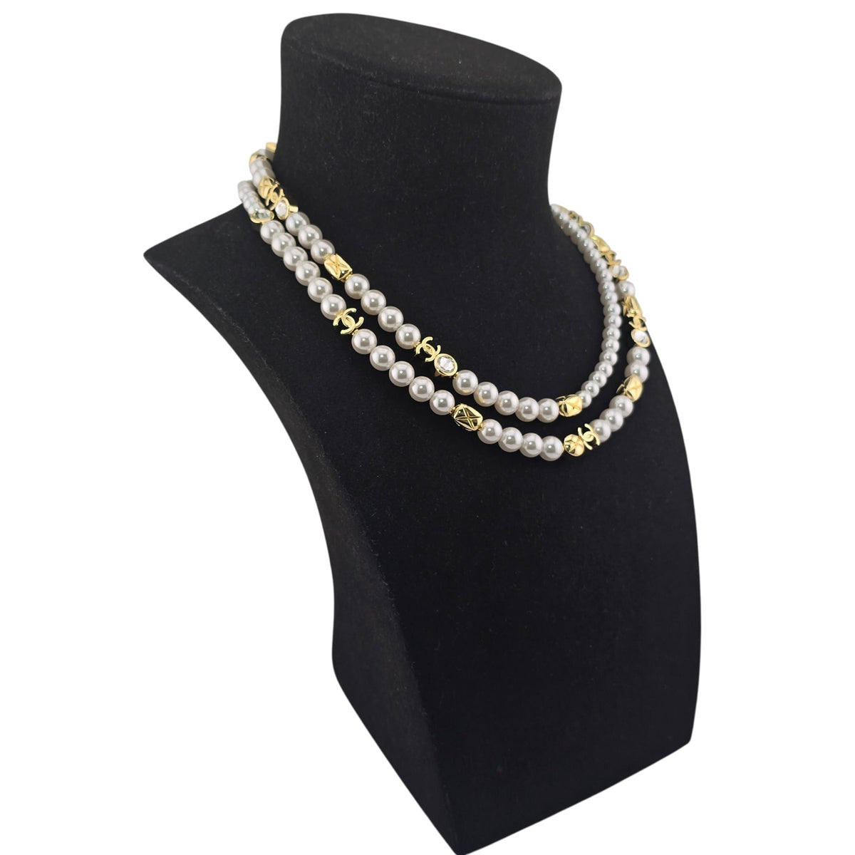 Chanel CC Faux Pearl Gold Long Necklace 2026 CHANEL