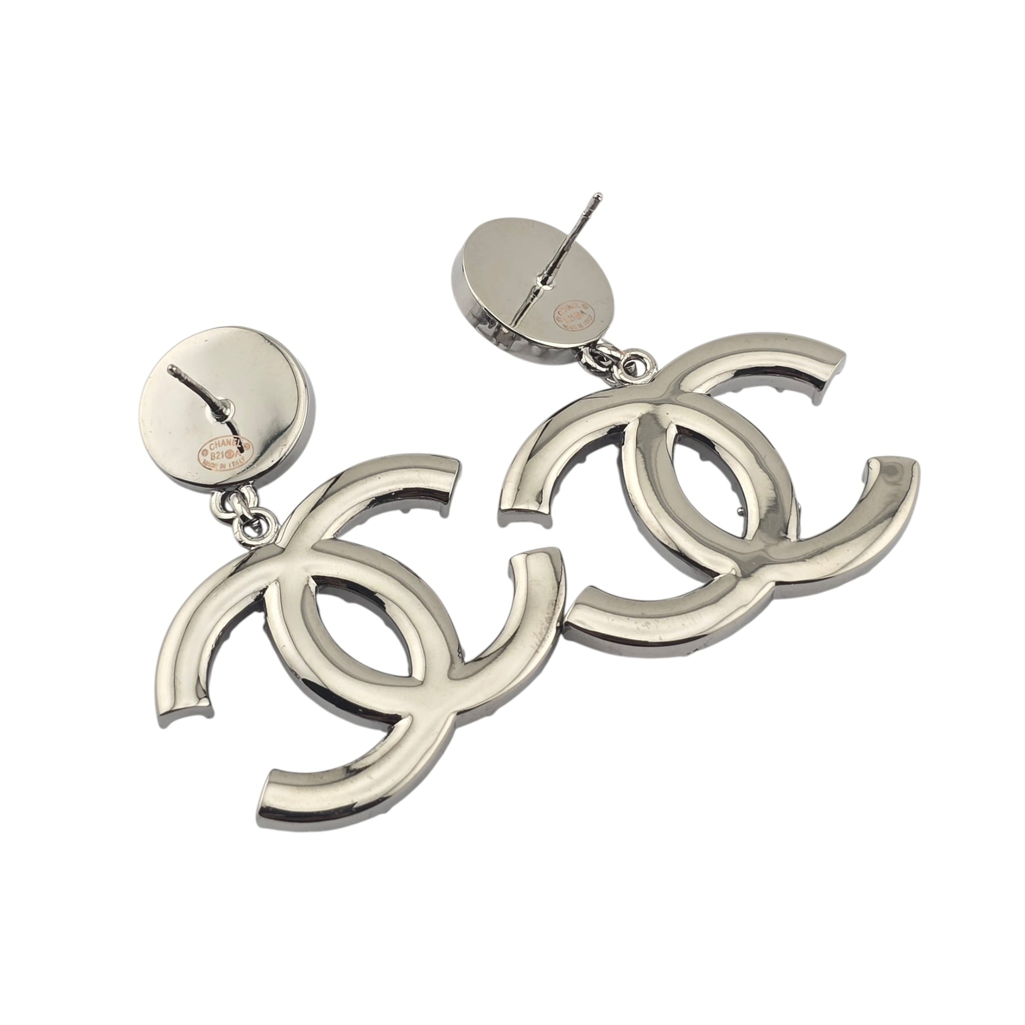 Chanel CC Ruthenium Crystal Pearl Drop Earrings 2021 CHANEL