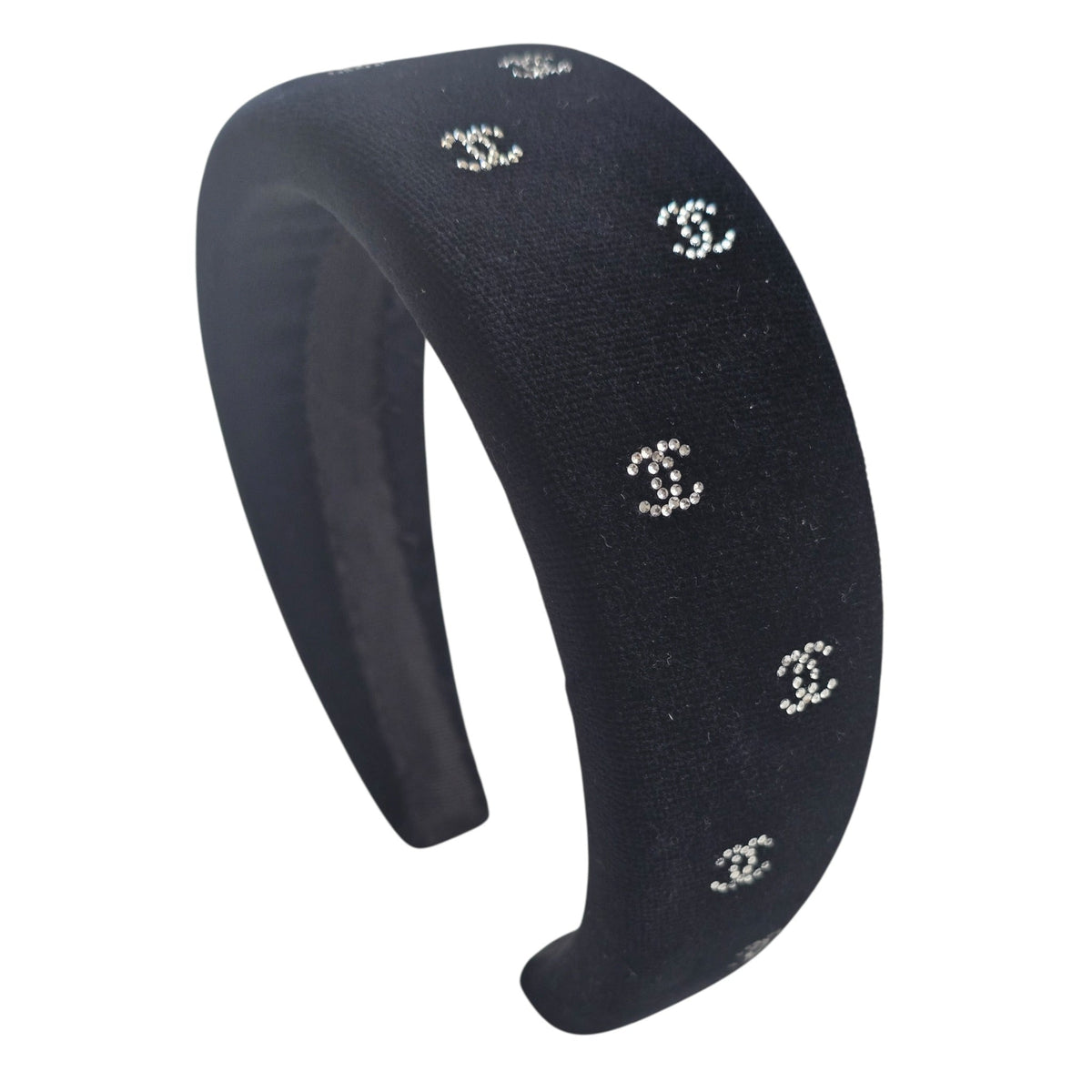 Chanel CC Velvet Strass Black Headband CHANEL