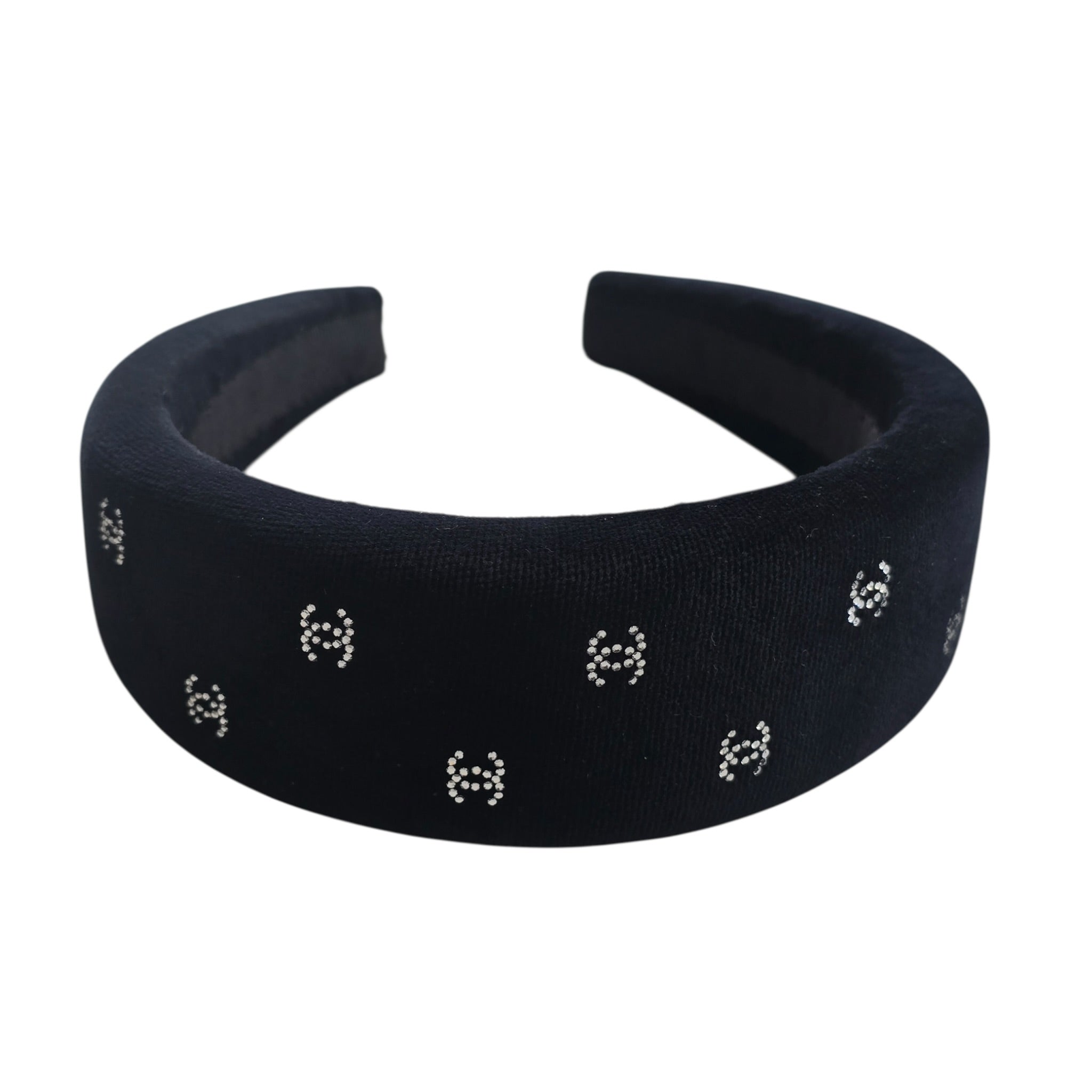 Chanel CC Velvet Strass Black Headband CHANEL