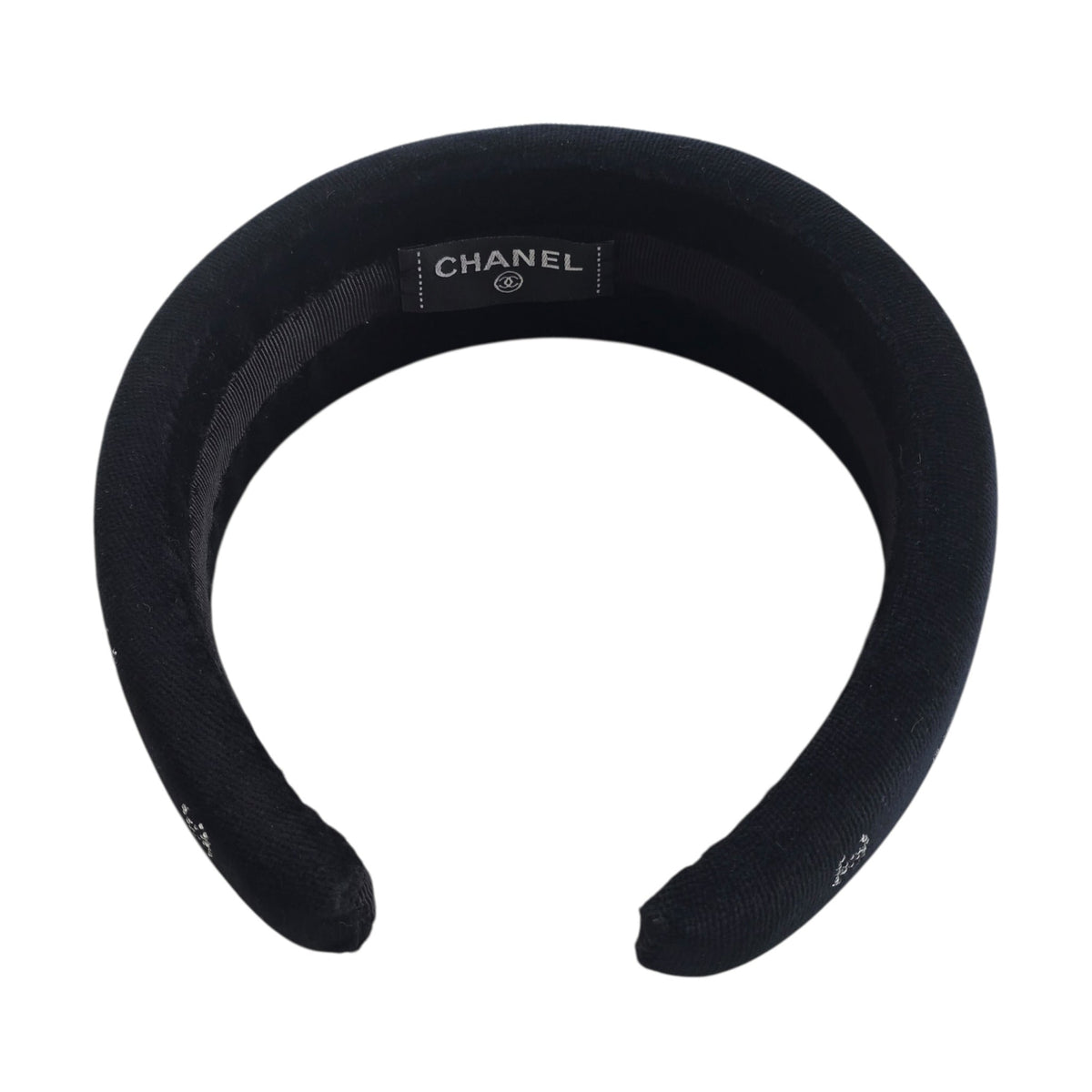 Chanel CC Velvet Strass Black Headband CHANEL