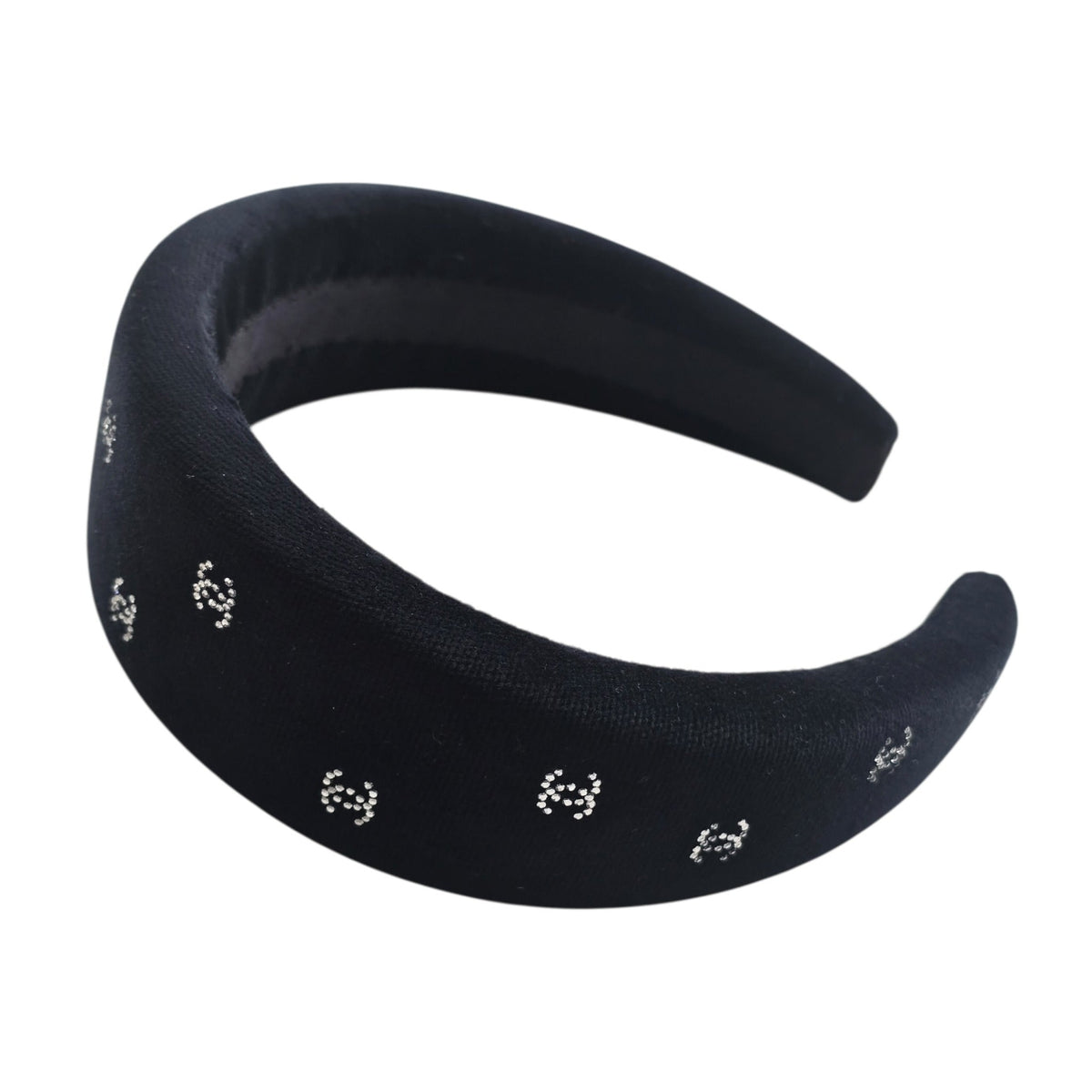 Chanel CC Velvet Strass Black Headband CHANEL