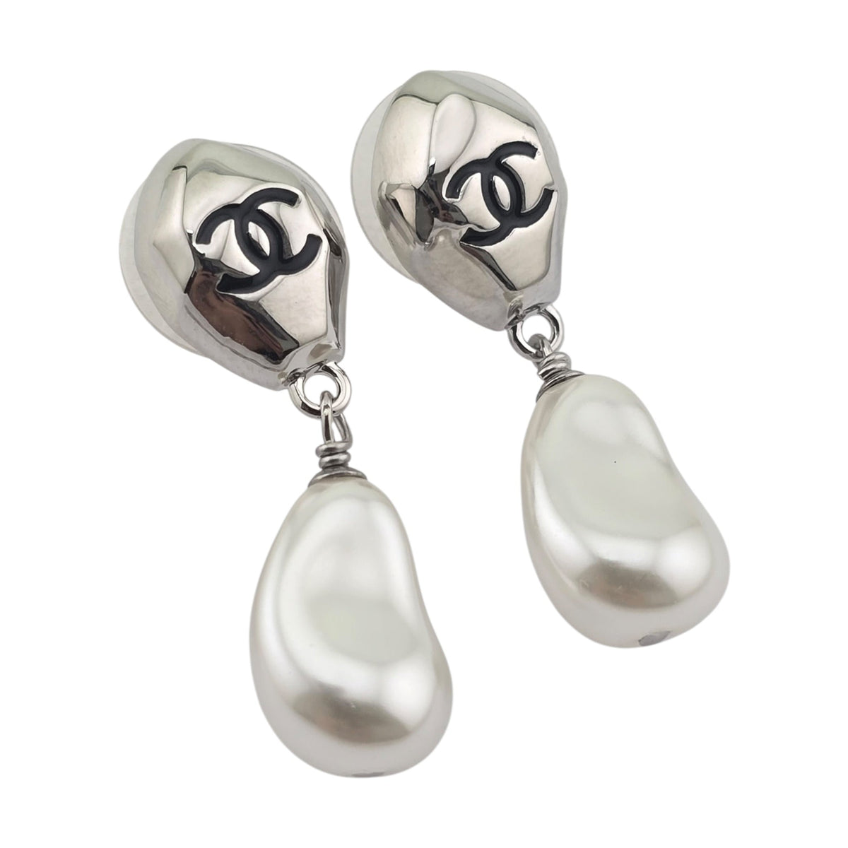 Chanel Silver CC Stud Drop Earrings 2026 CHANEL