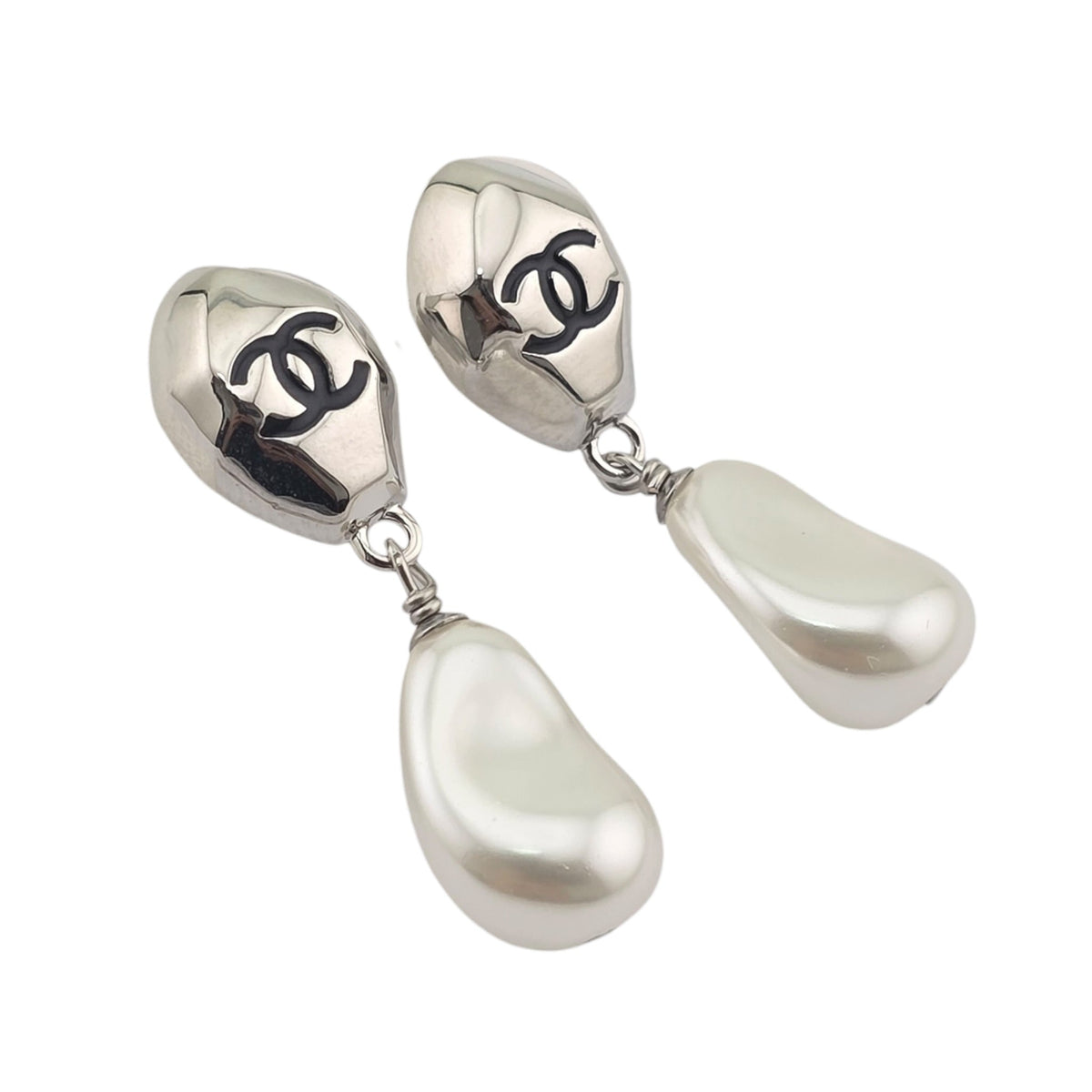 Chanel Silver CC Stud Drop Earrings 2026 CHANEL