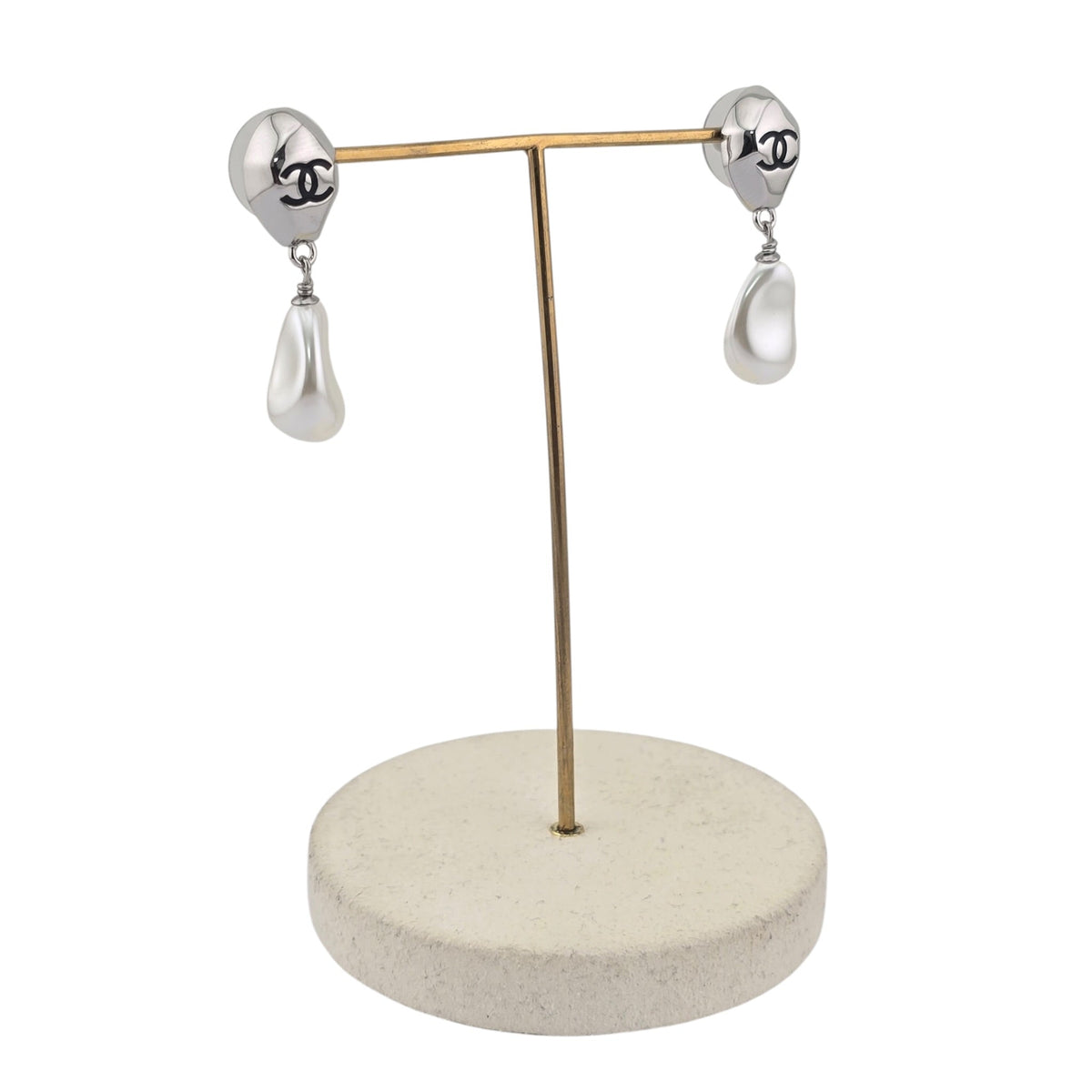 Chanel Silver CC Stud Drop Earrings 2026 CHANEL