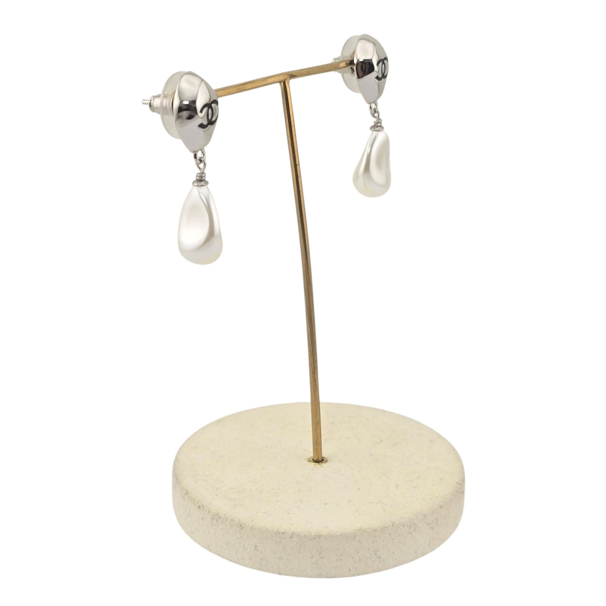 Chanel Silver CC Stud Drop Earrings 2026 CHANEL