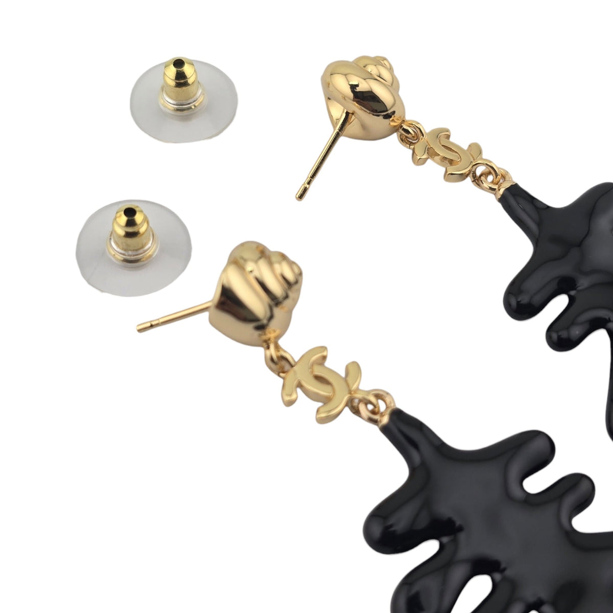 Chanel CC Black Coral Pendant Earrings 2026 CHANEL