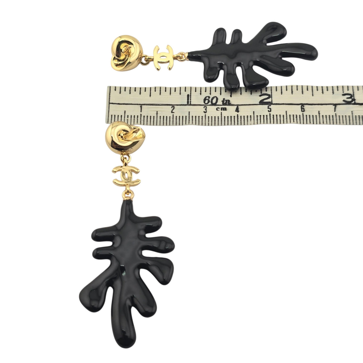 Chanel CC Black Coral Pendant Earrings 2026 CHANEL