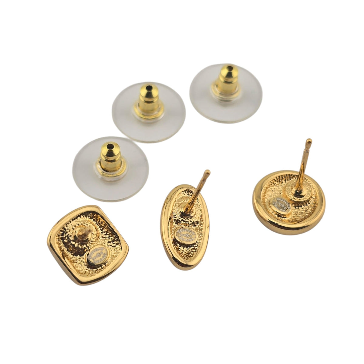 Chanel CC Metal Resin 3 Piece Earrings Gold Black 2026 CHANEL