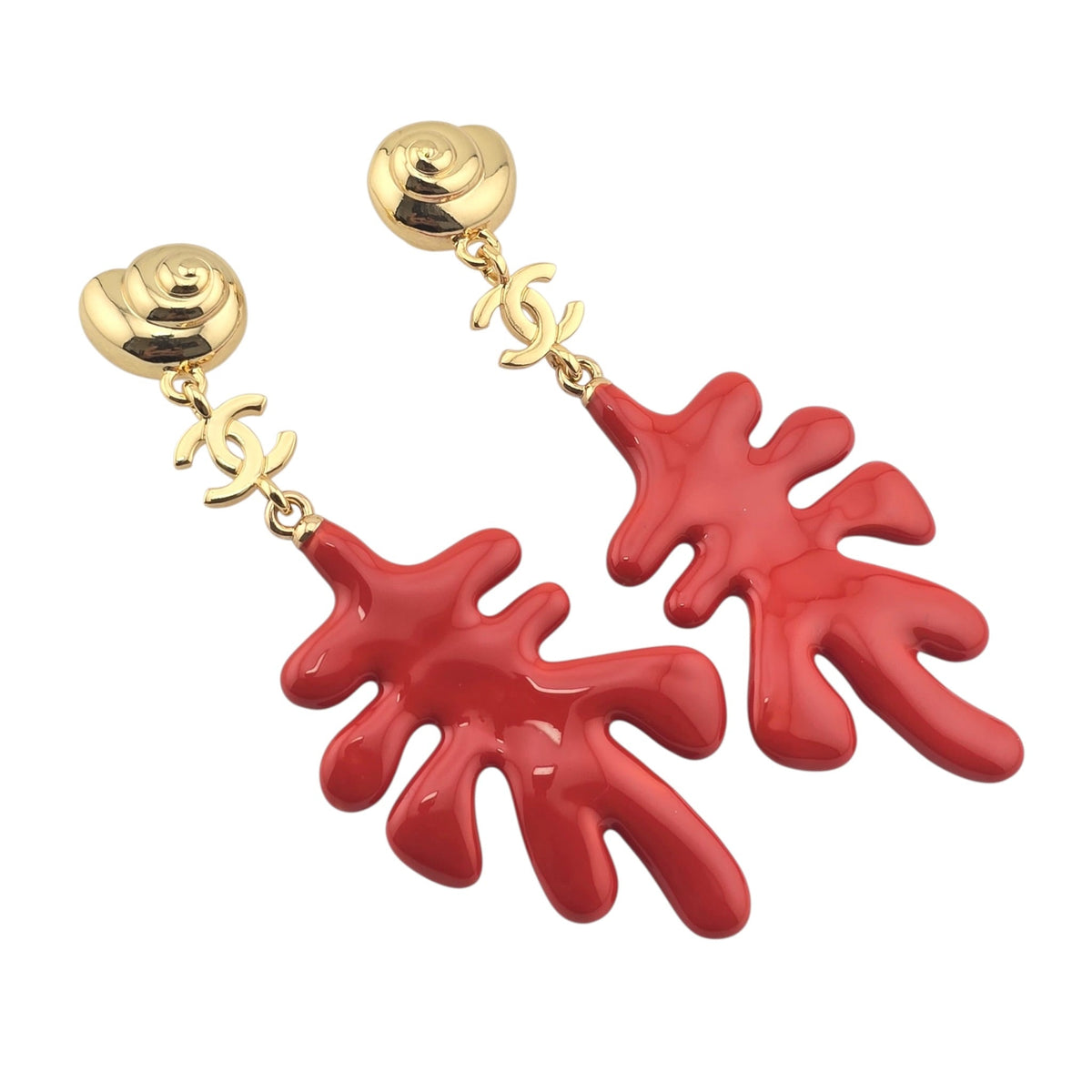 Chanel CC Coral Pendant Earrings 2026 CHANEL