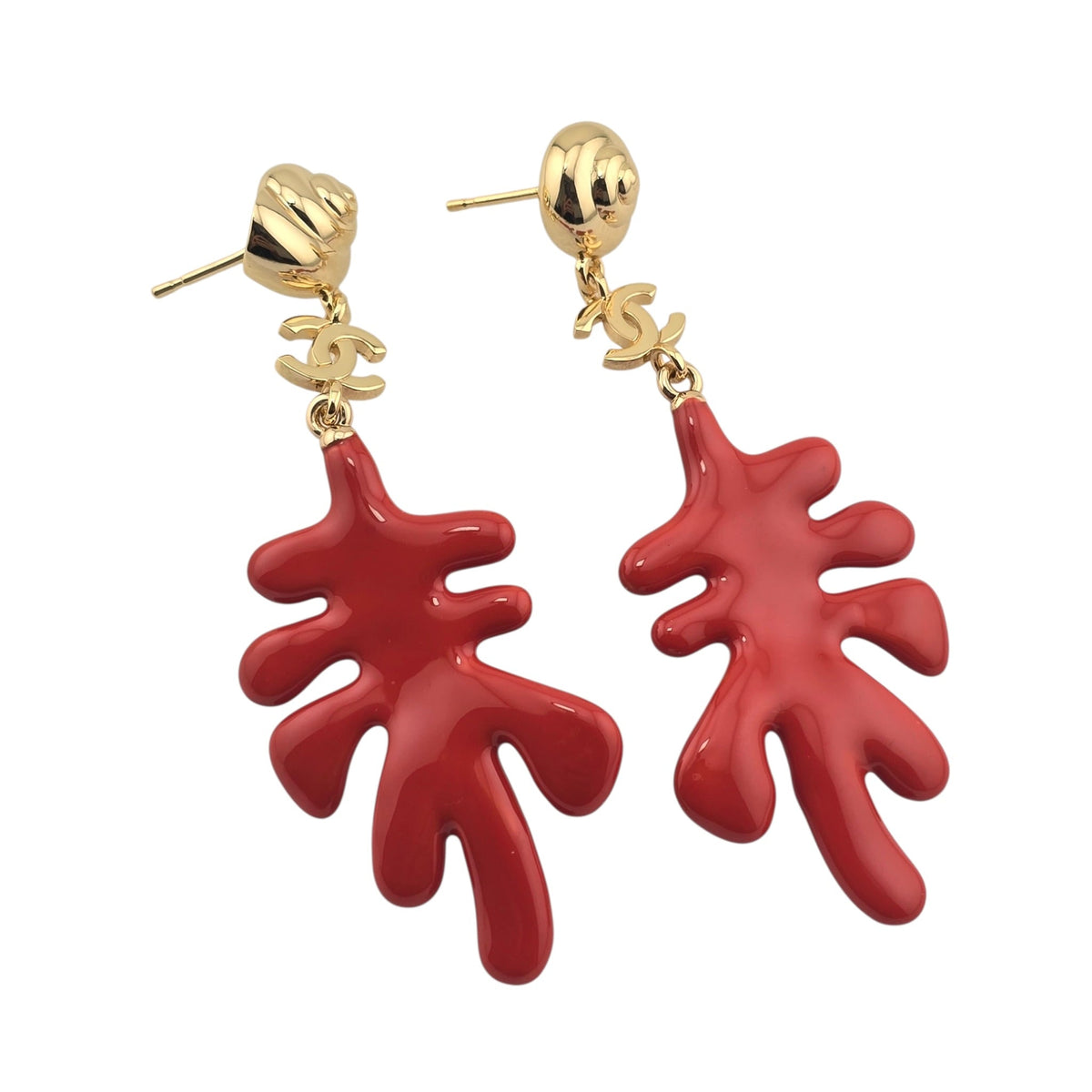 Chanel CC Coral Pendant Earrings 2026 CHANEL