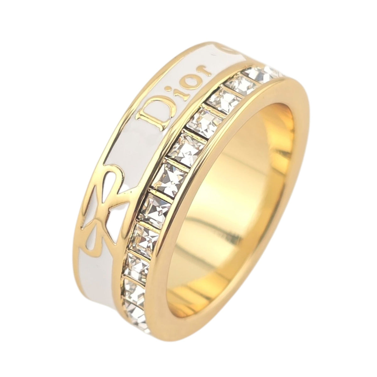 Christian Dior Night Code Gold White Enamel Ring DIOR