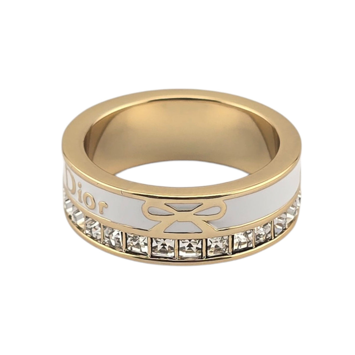 Christian Dior Night Code Gold White Enamel Ring DIOR