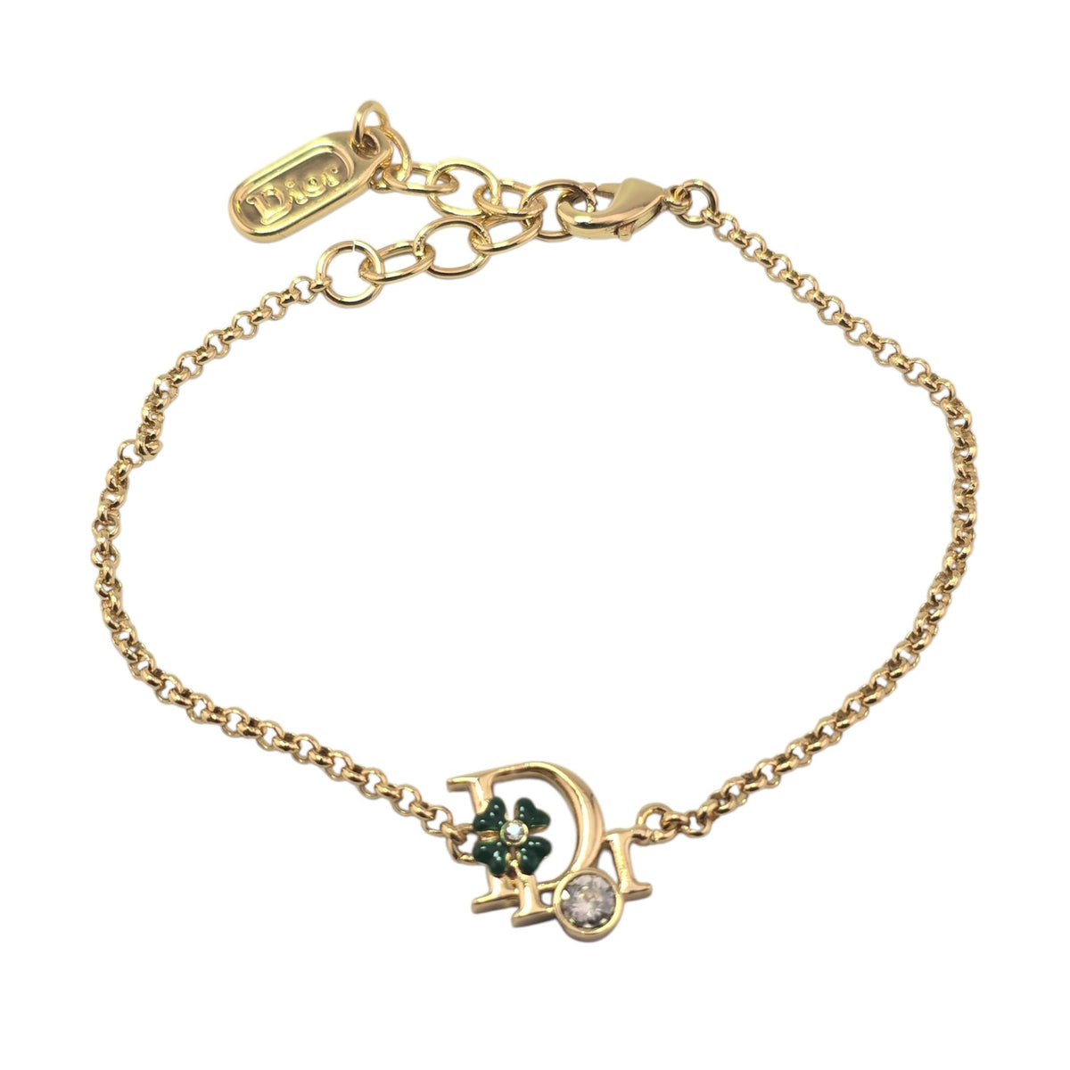 Christian Dior Precious Clover Gold Green Bracelet DIOR