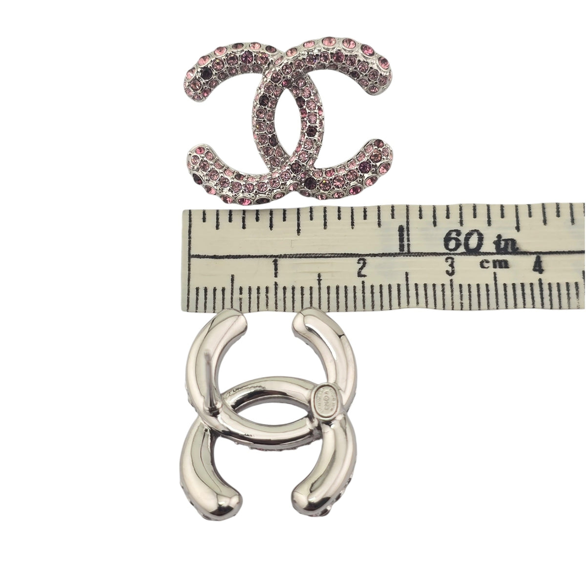 Chanel CC Silver Stud Pink Crystal Earrings 2026 CHANEL