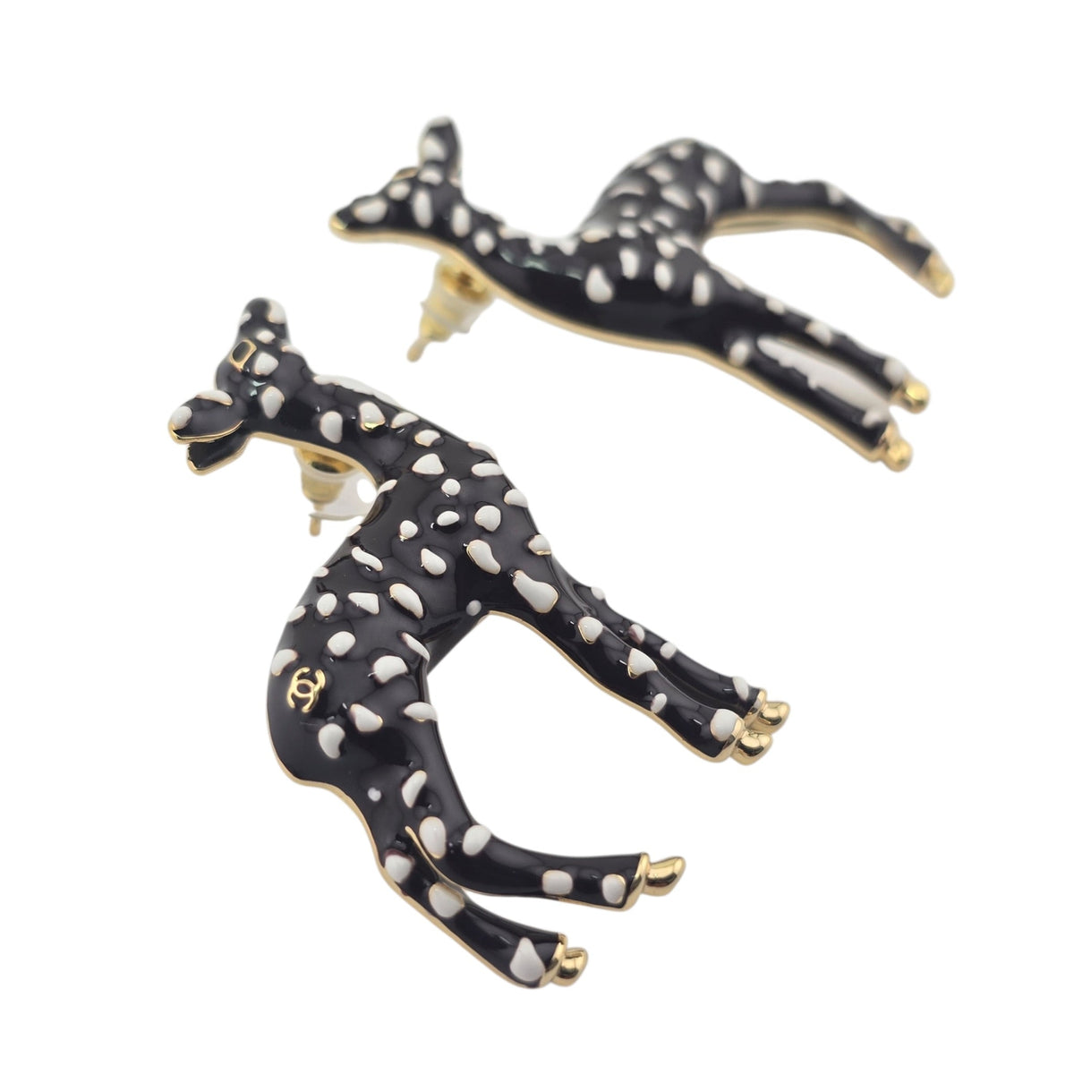 Chanel CC Deer Gold Maroon Stud Earrings 2026 CHANEL