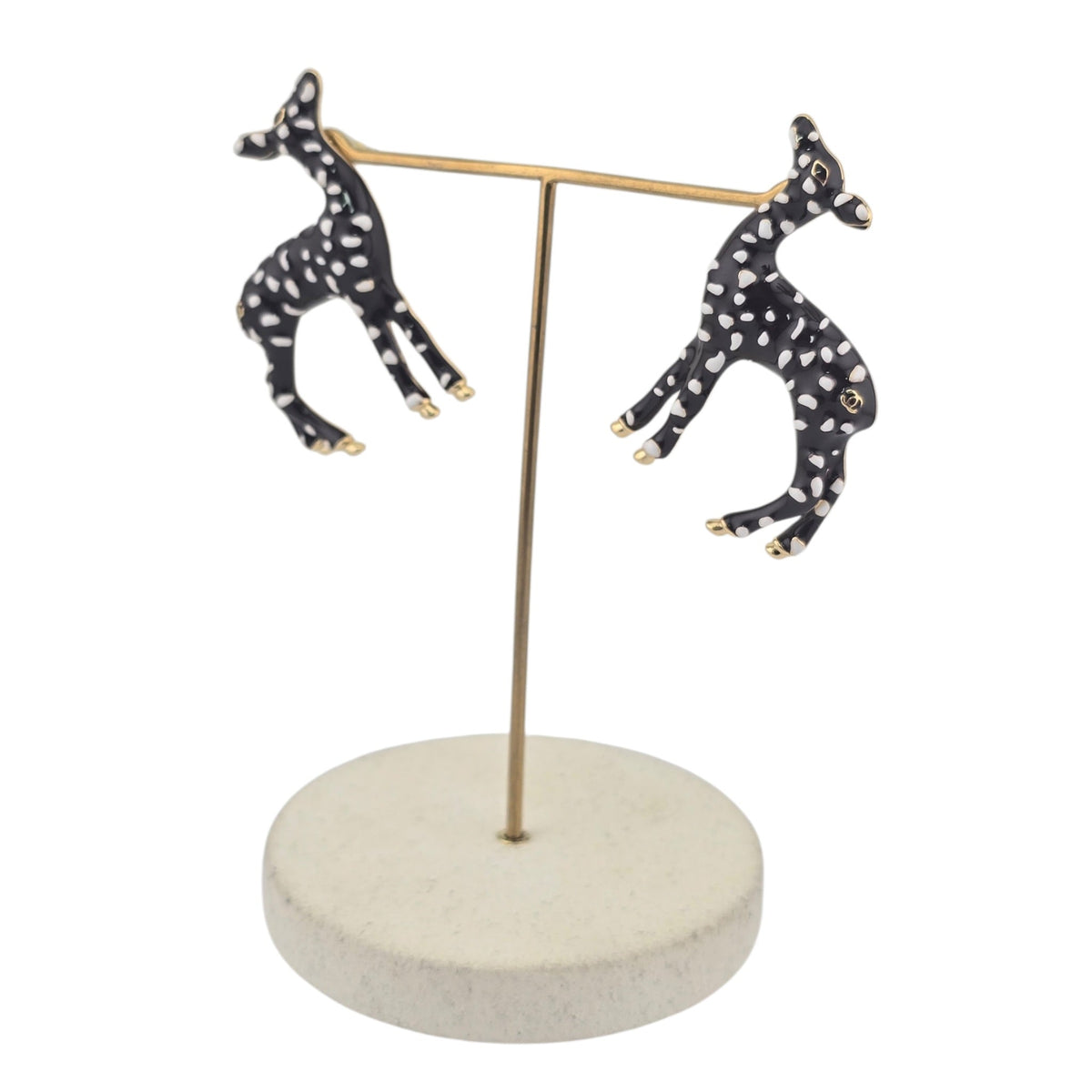Chanel CC Deer Gold Maroon Stud Earrings 2026 CHANEL