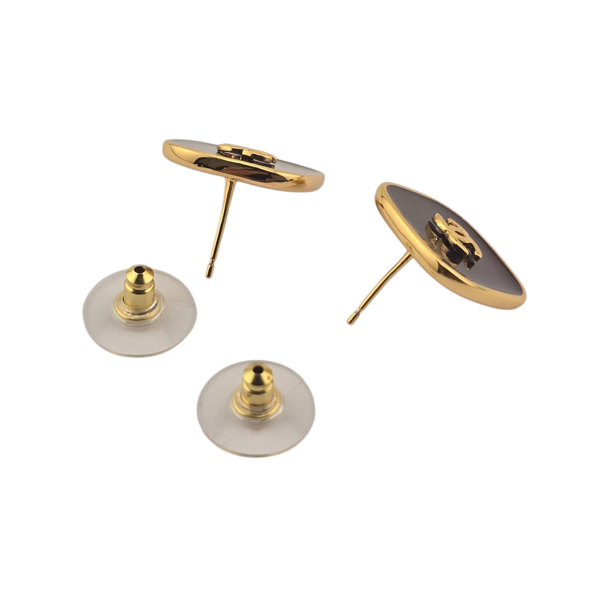 Chanel CC Gold Black Square Resin Earrings 2026 CHANEL