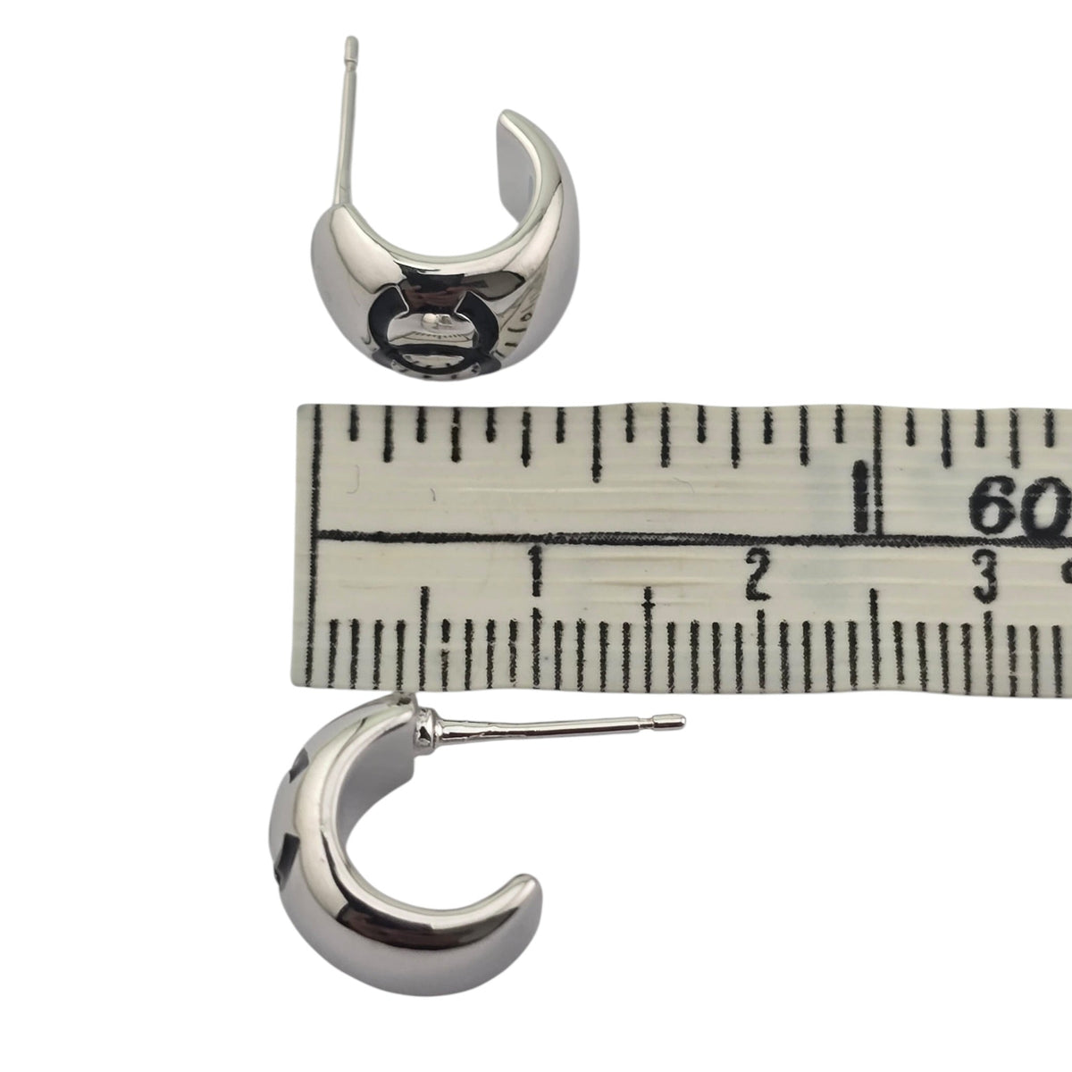 Chanel CC Metal Resin Stud Earrings Silver Black 2026 CHANEL