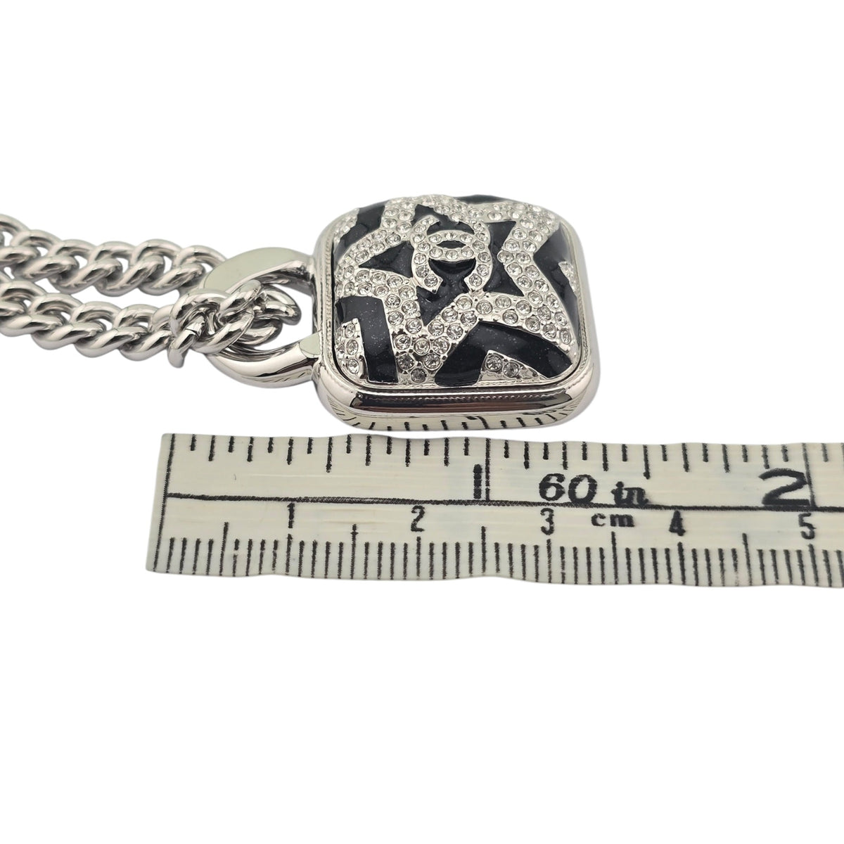 Chanel CC Silver Square Crystal Star Pendant Necklace 2023 CHANEL