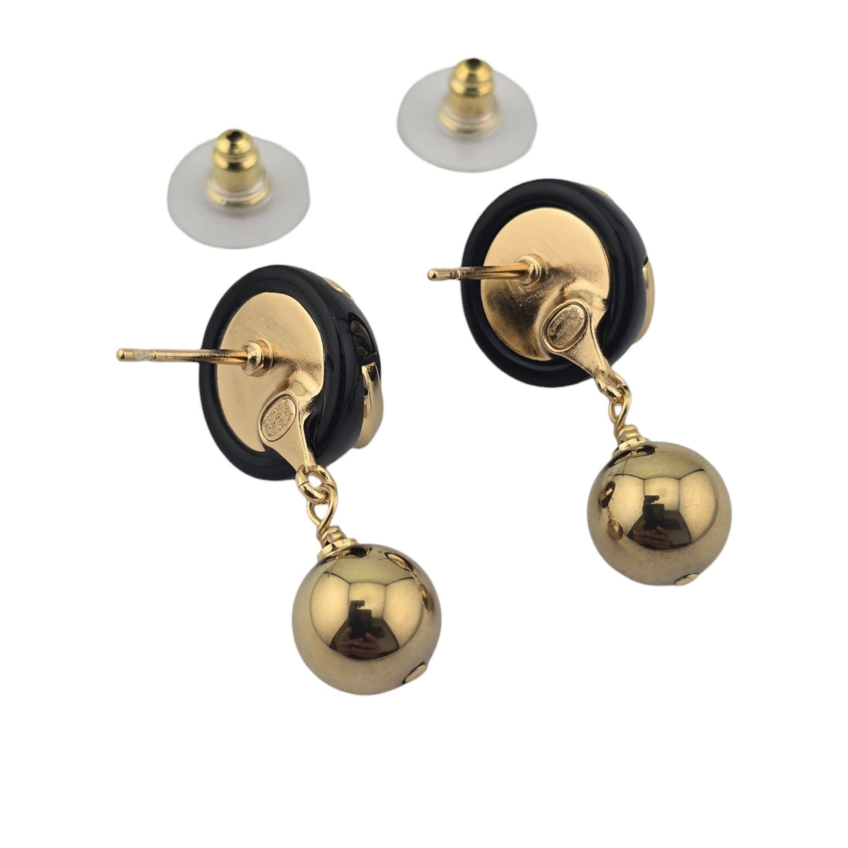 Chanel CC Black Gold Pendant Earrings 2026 CHANEL