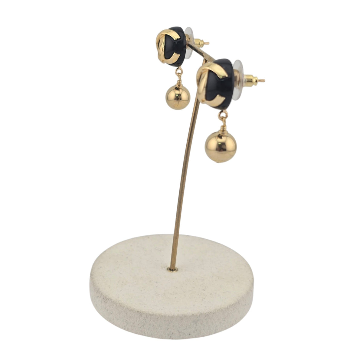 Chanel CC Black Gold Pendant Earrings 2026 CHANEL