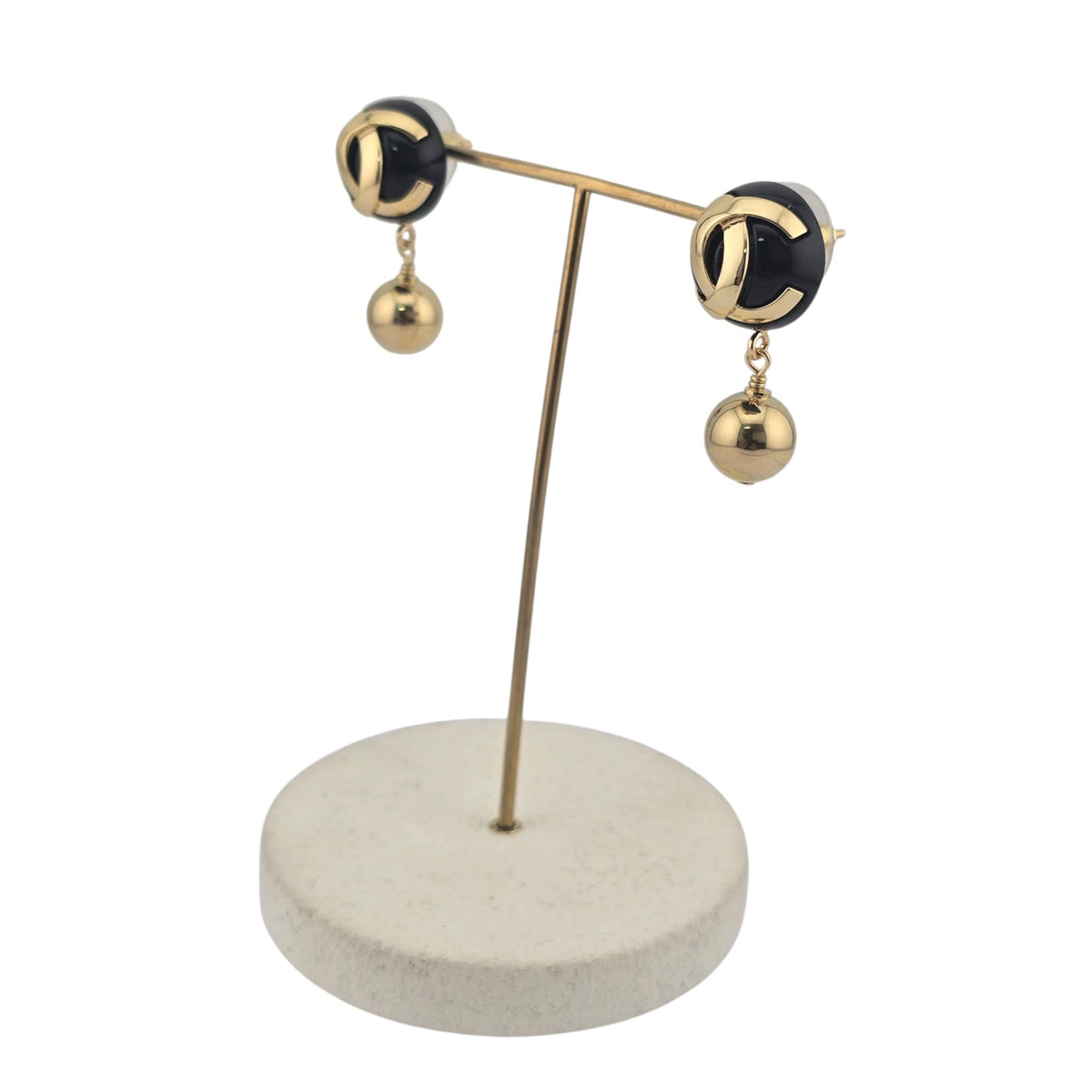 Chanel CC Black Gold Pendant Earrings 2026 CHANEL
