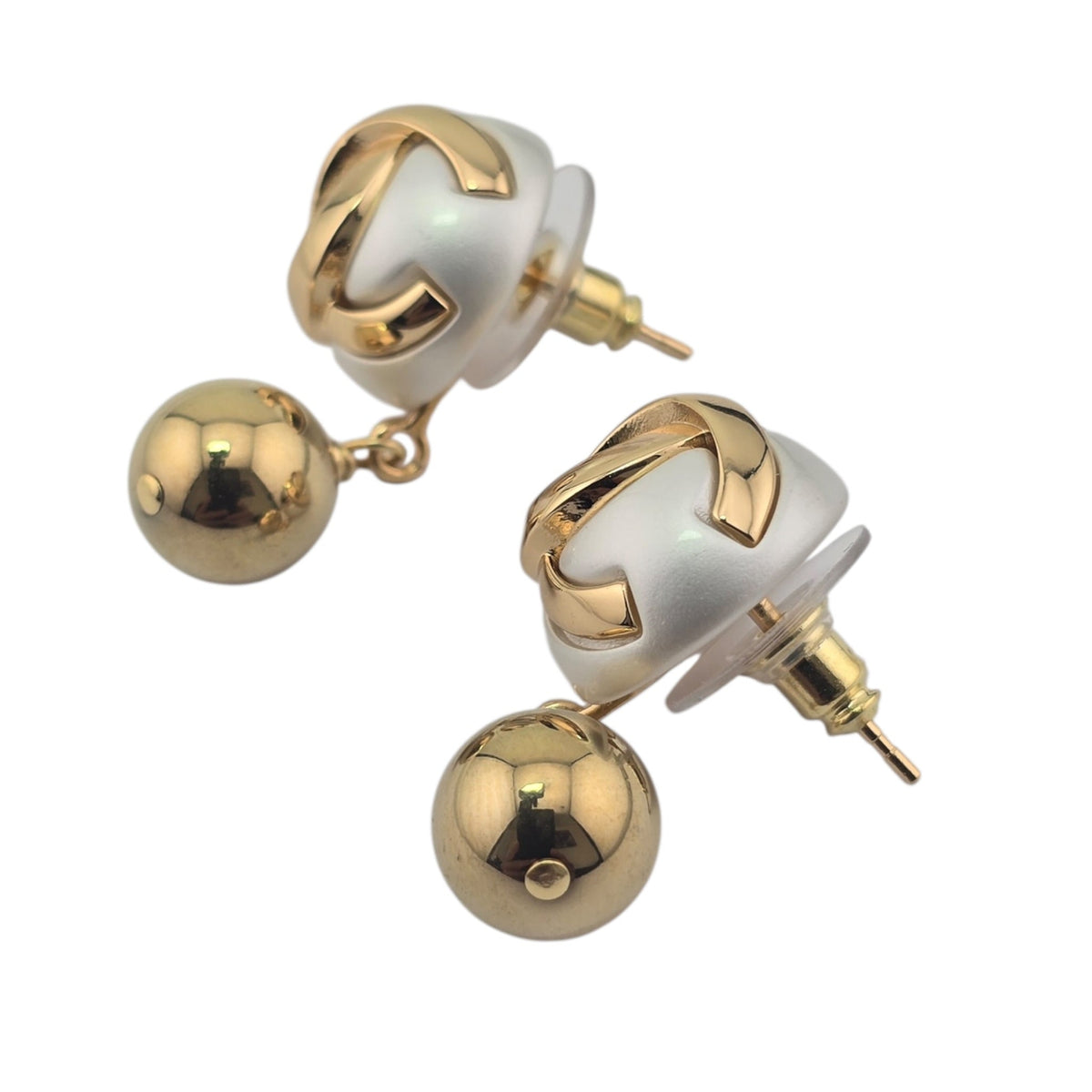 Chanel CC White Gold Pendant Earrings 2026 CHANEL