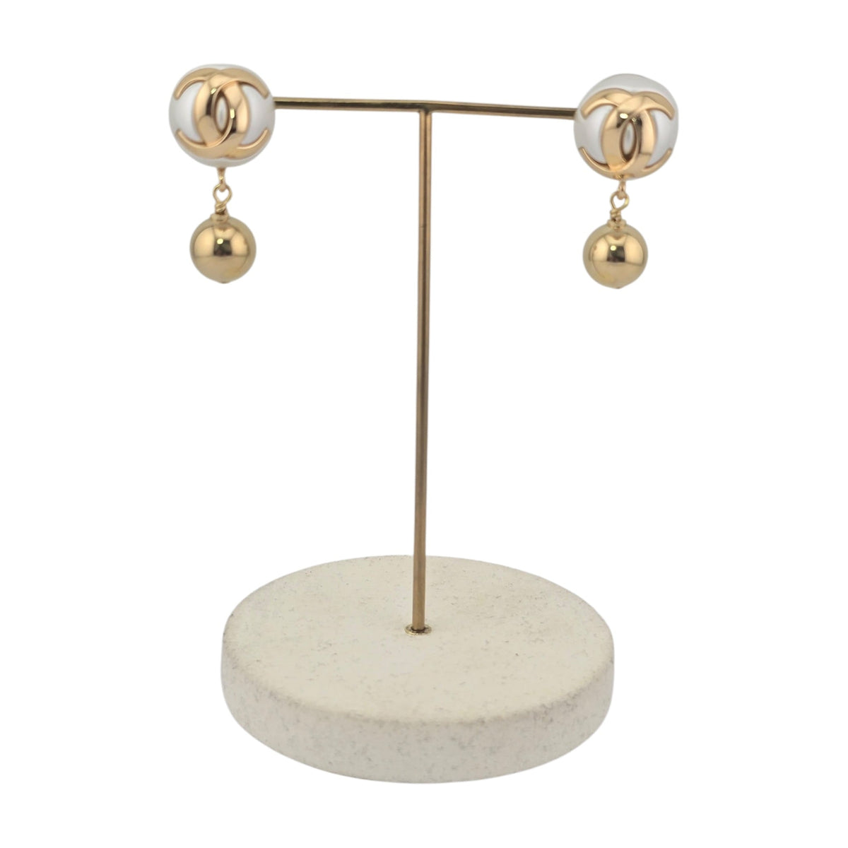 Chanel CC White Gold Pendant Earrings 2026 CHANEL