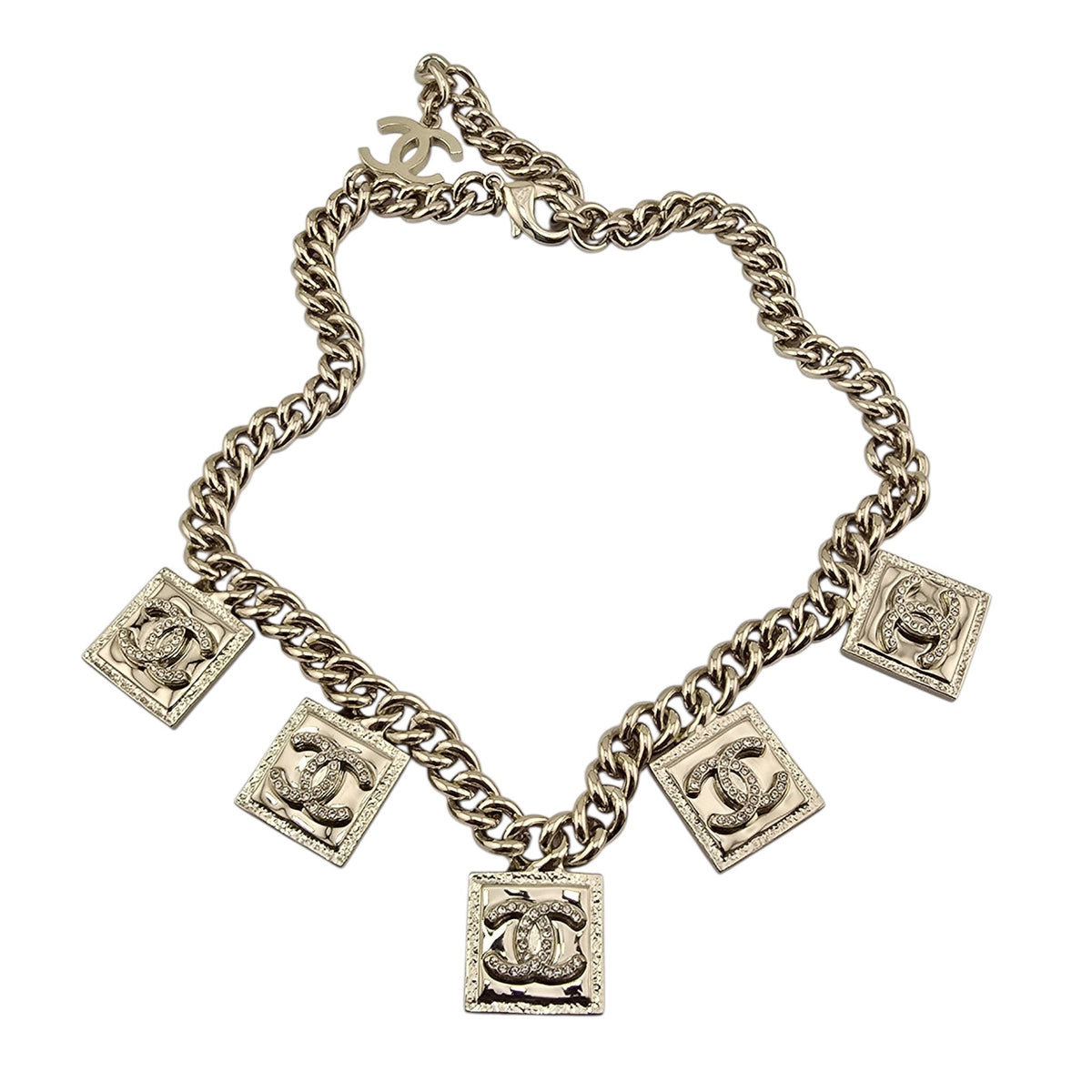 Chanel CC 5 Pendant Gold Necklace 2023 CHANEL