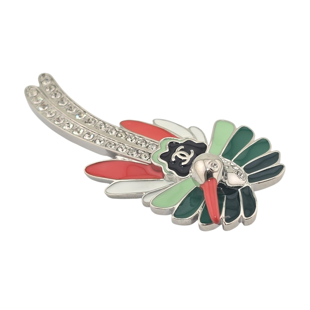 Chanel CC Bird Silver Crystal Brooch 2026 CHANEL