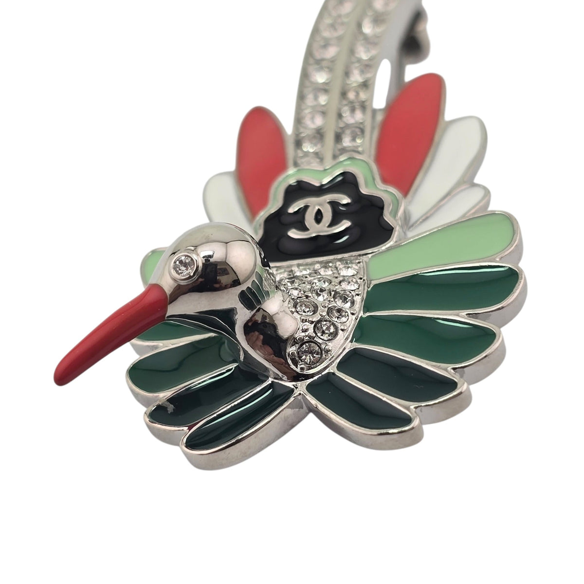 Chanel CC Bird Silver Crystal Brooch 2026 CHANEL