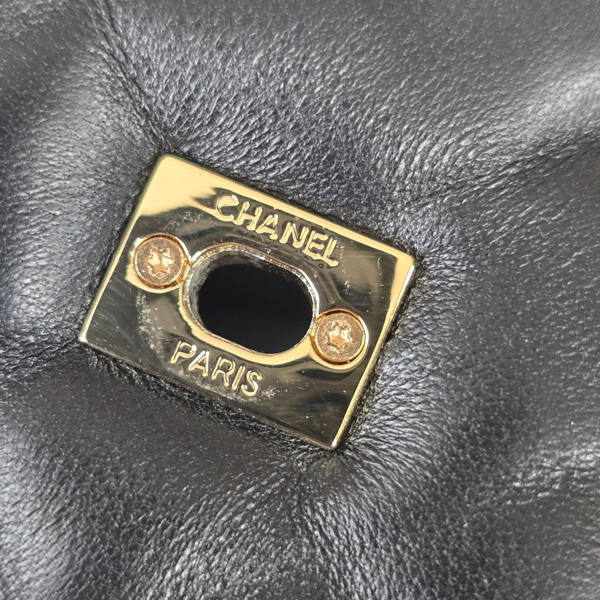 Chanel CC Lambskin Quilted Black Turnlock Loafers 39 CHANEL