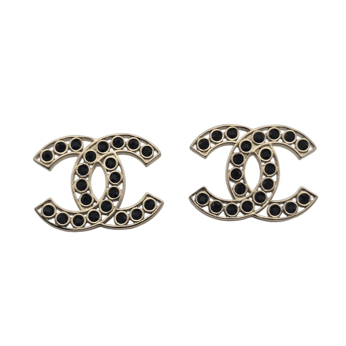 Chanel CC 23S Gold Black Stud Earrings CHANEL