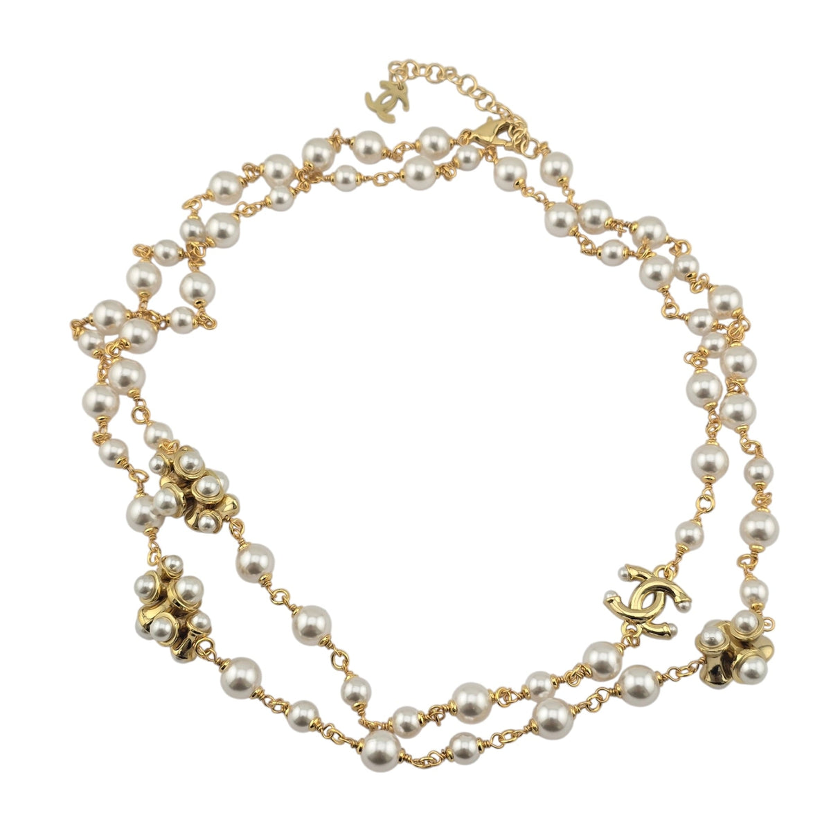 Chanel CC Long Faux Pearl Gold Necklace 2026 CHANEL