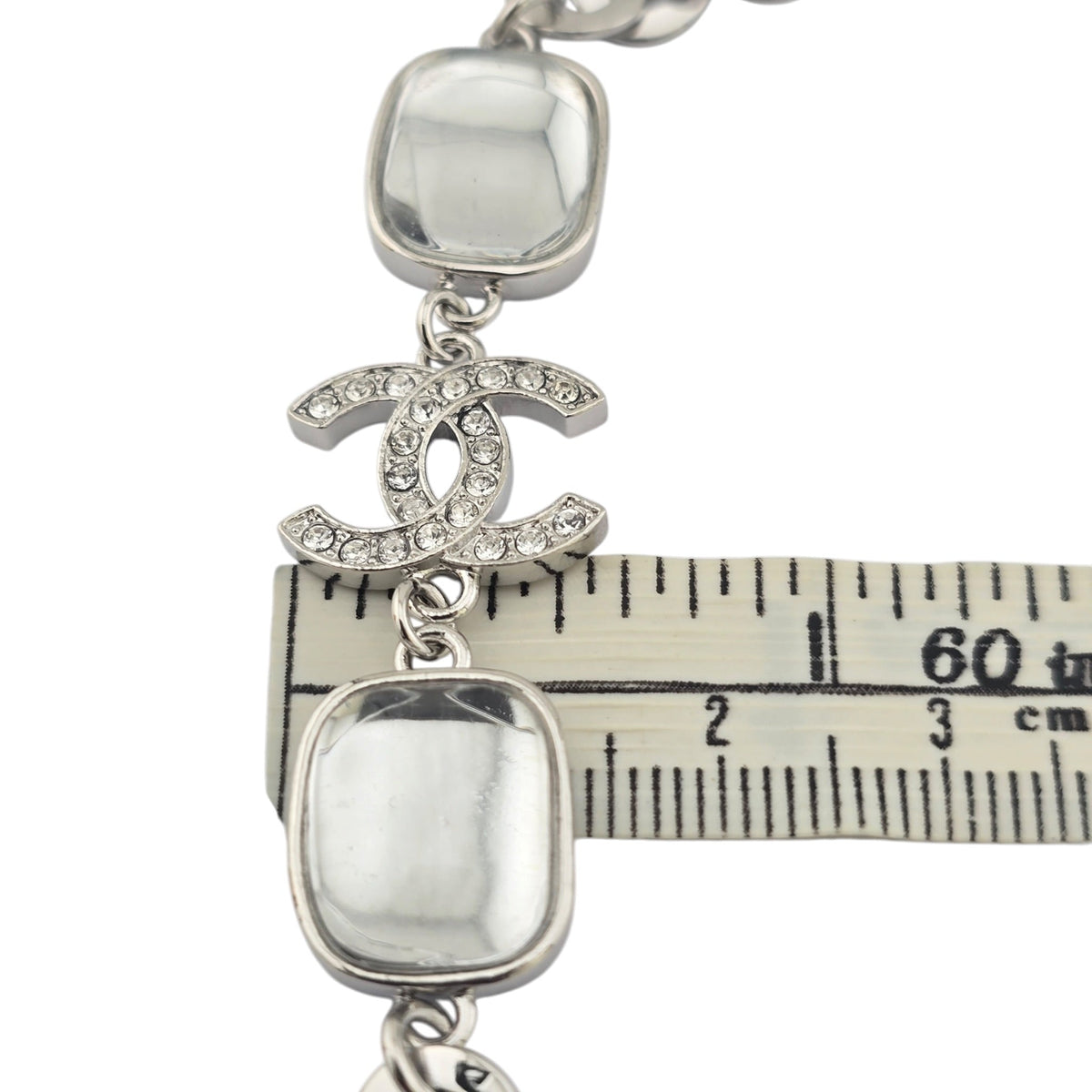 Chanel CC Silver Green Crystal Necklace 2026 CHANEL
