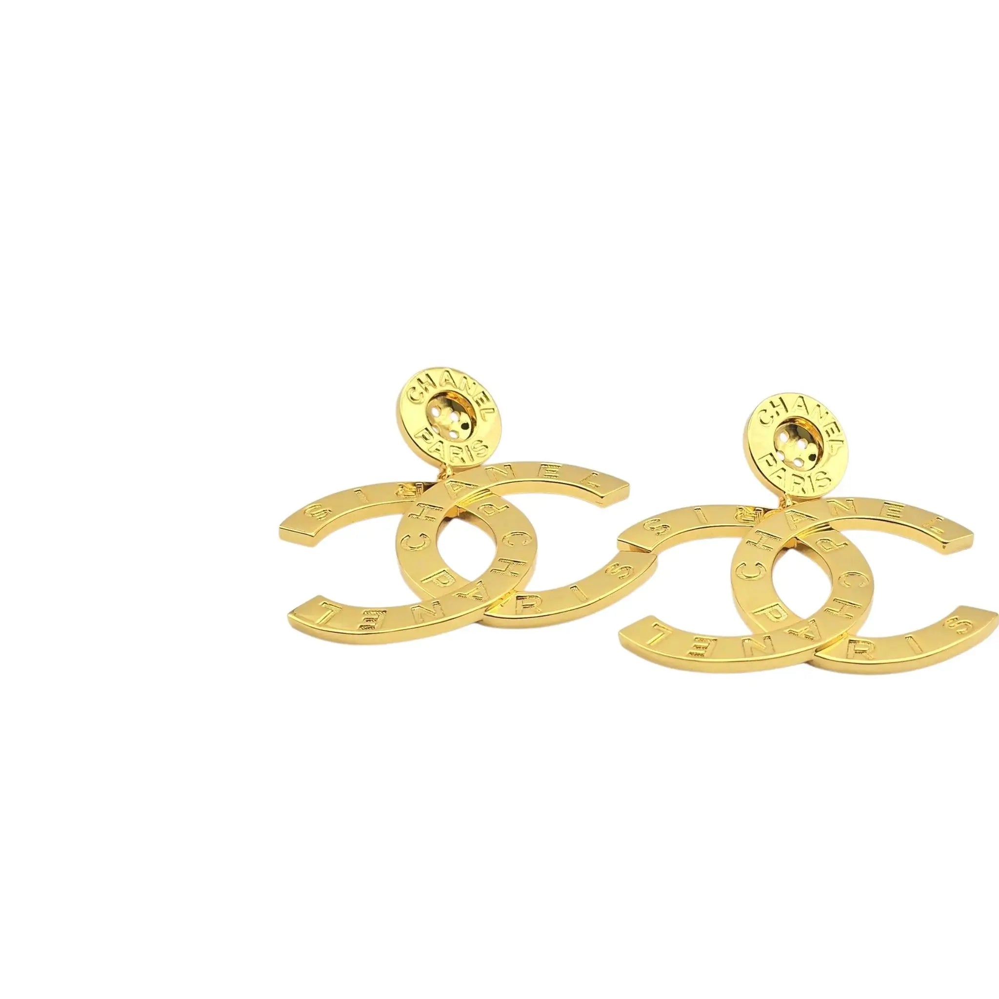 Chanel CC Gold Large Button Earrings 2020 CHANEL