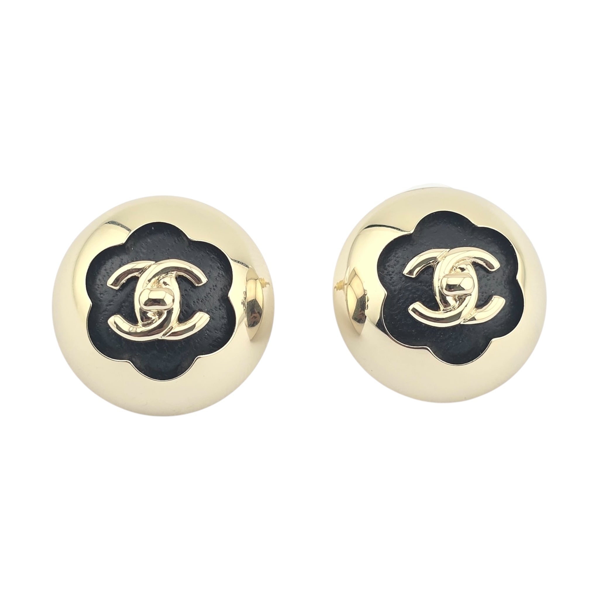 Chanel CC Gold Metal Black Lambskin Earrings 2025 CHANEL