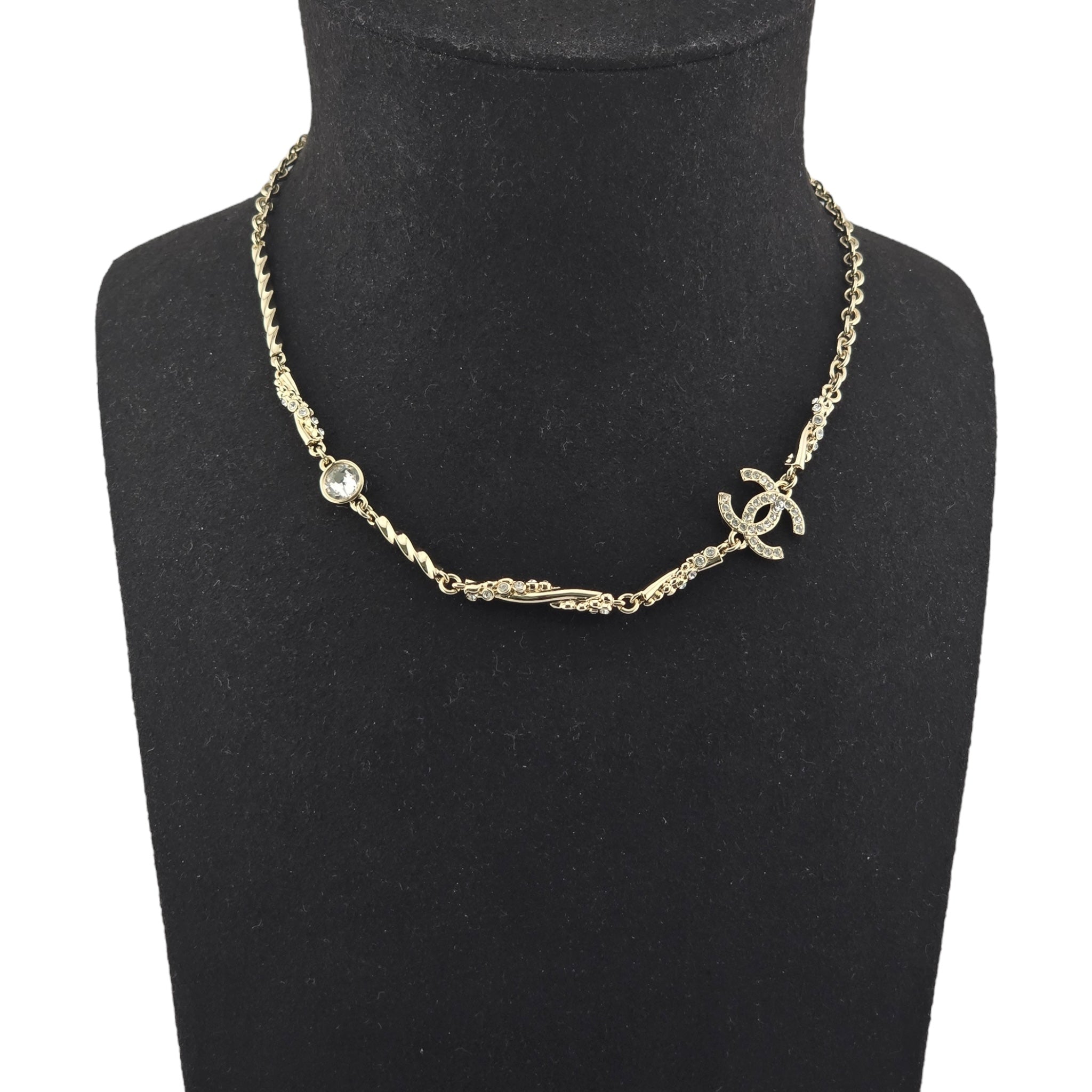 Chanel CC Gold Crystal Spiral Necklace 2023 CHANEL