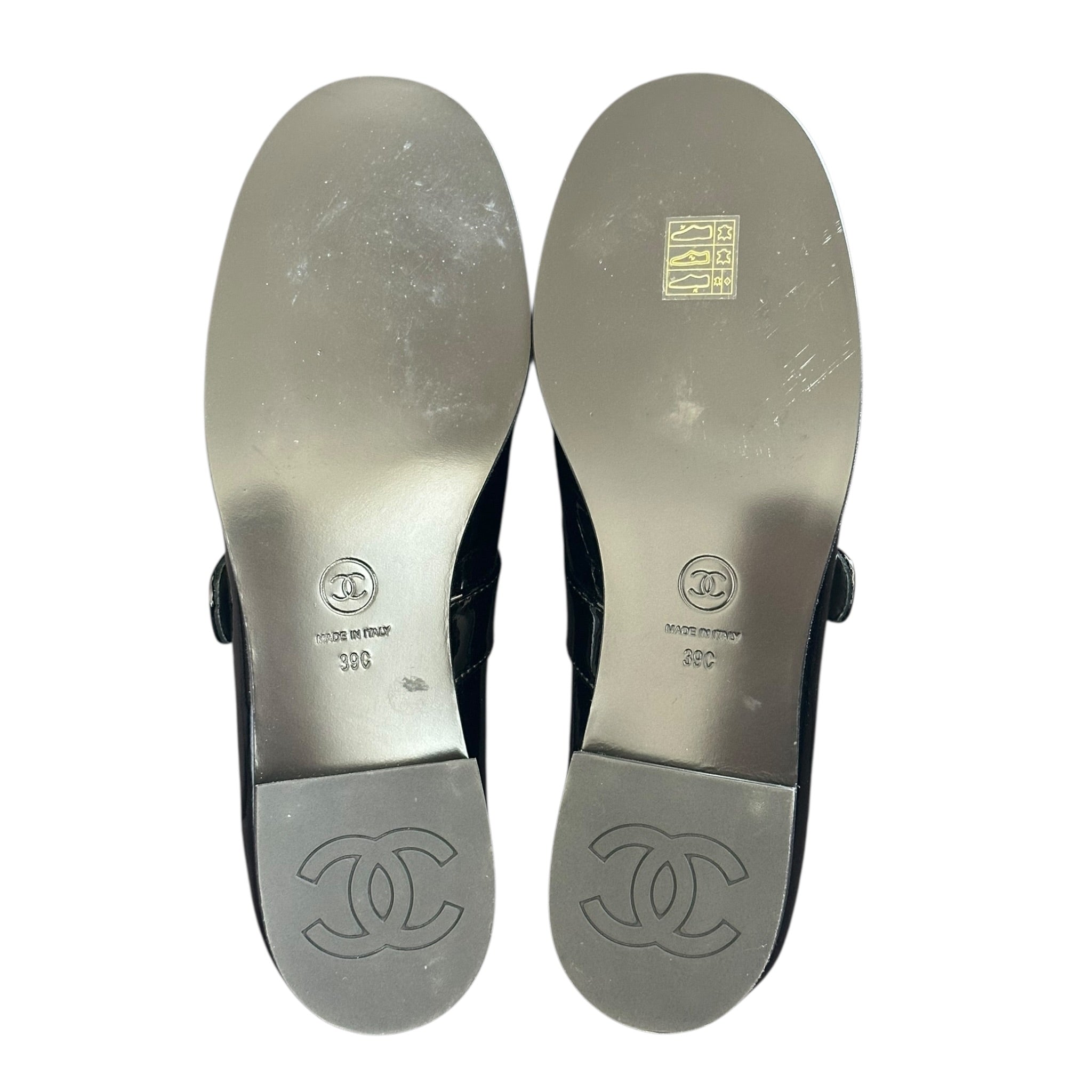 Chanel Patent Calfskin Mary Janes Flats 39 Black CHANEL