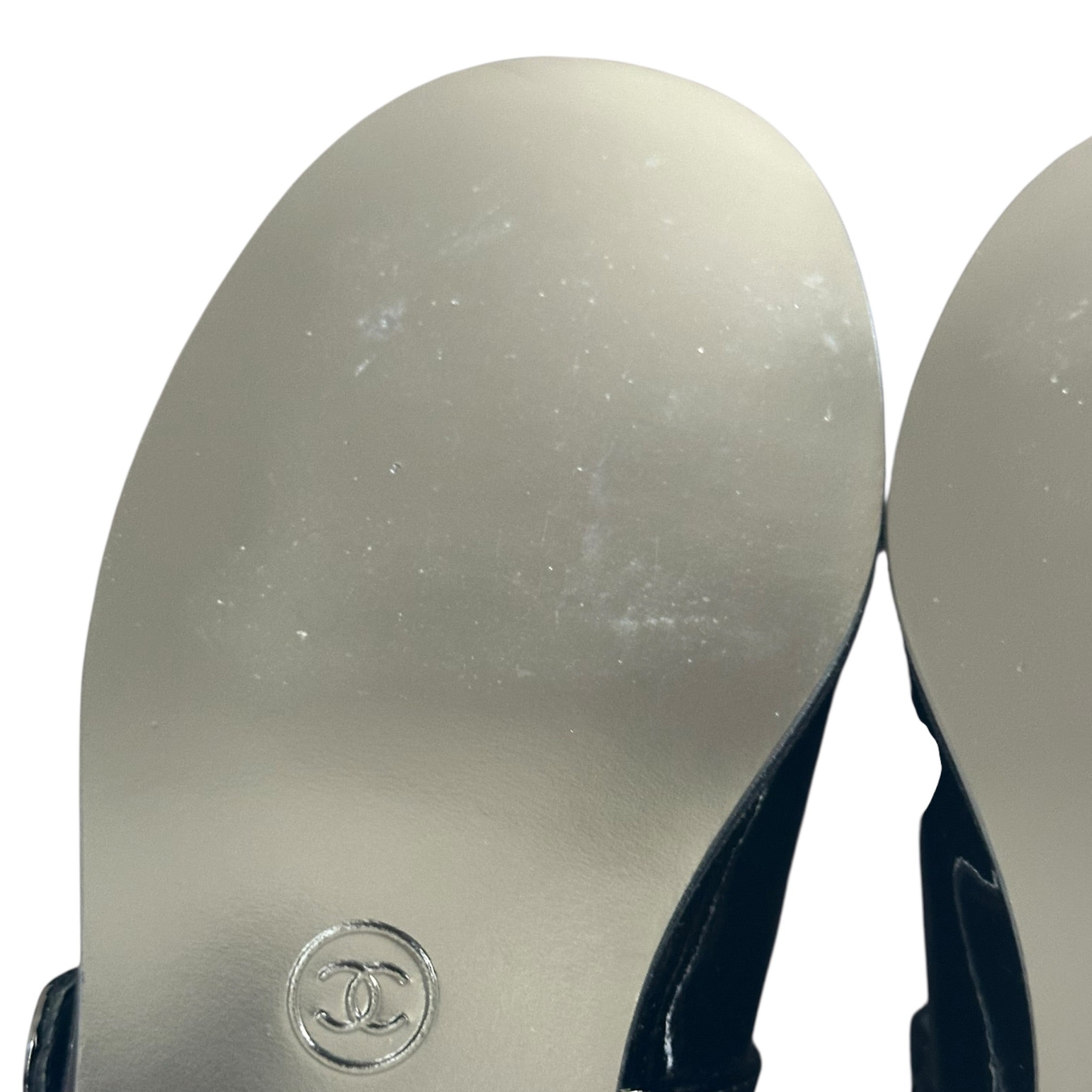 Chanel Patent Calfskin Mary Janes Flats 39 Black CHANEL