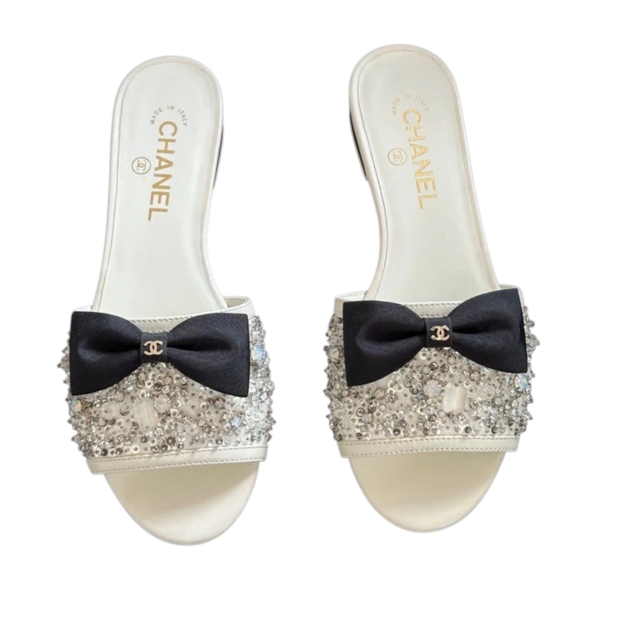 Chanel CC White Sandals 39 CHANEL
