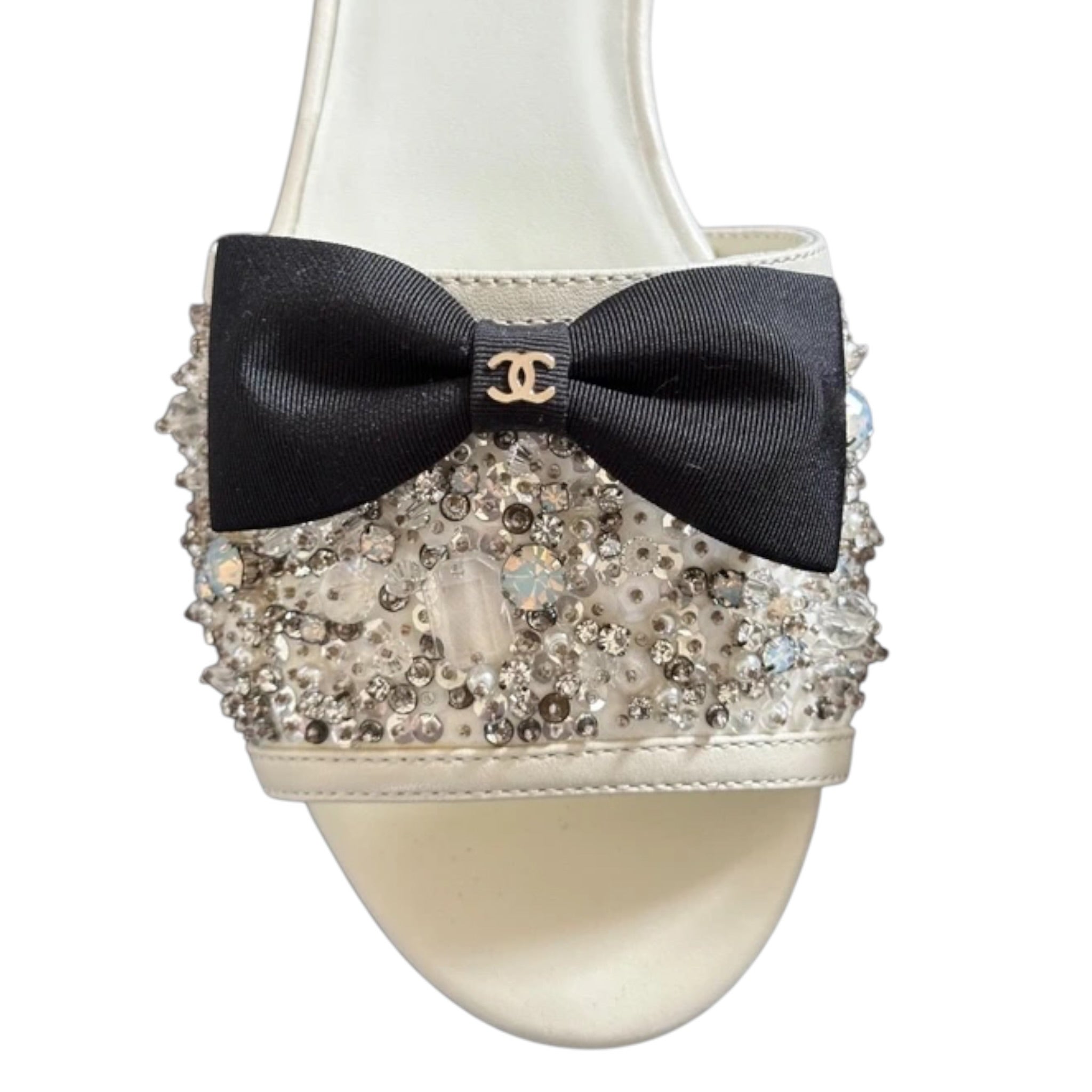 Chanel CC White Sandals 39 CHANEL