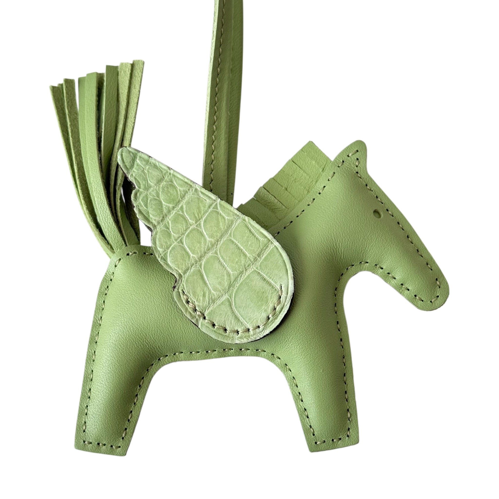 Hermès Rodeo Pegase Vert Criquet Leather and Alligator Touch PM Charm Bag HERMES