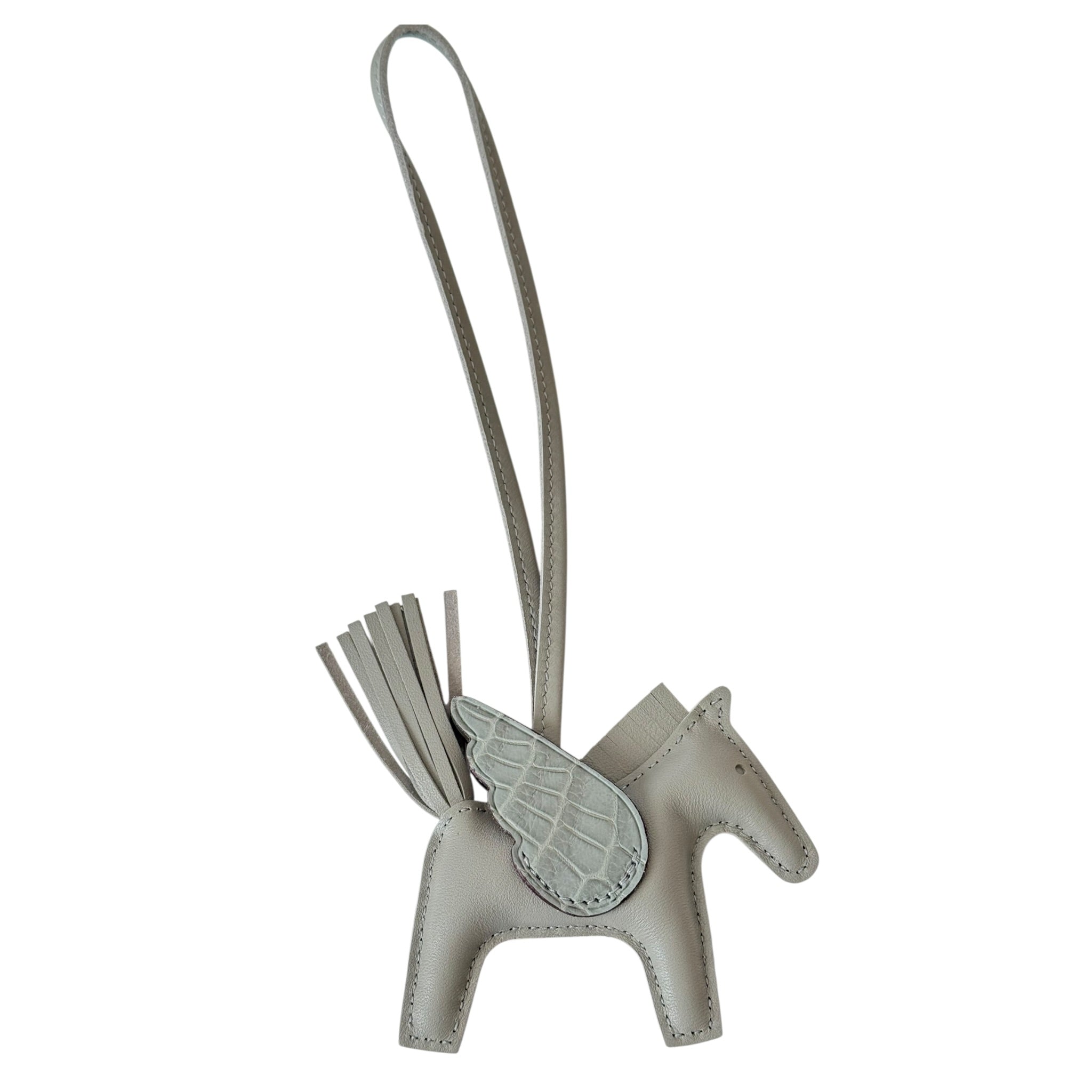 Hermès Rodeo Pegase Gris Perle Leather and Alligator Touch PM Charm Bag HERMES