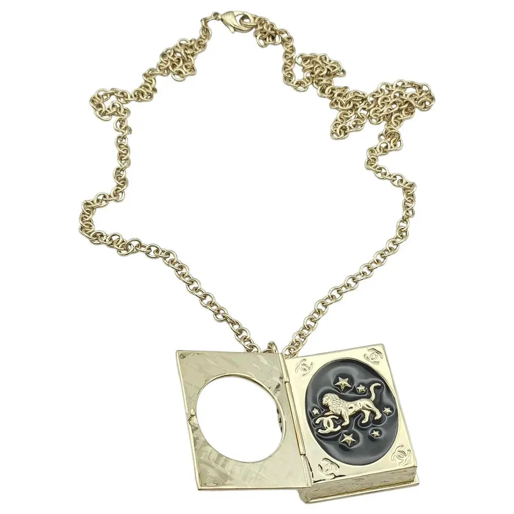Chanel Enamel Lion Book Locket Pendant Necklace Cruise 2022 CHANEL